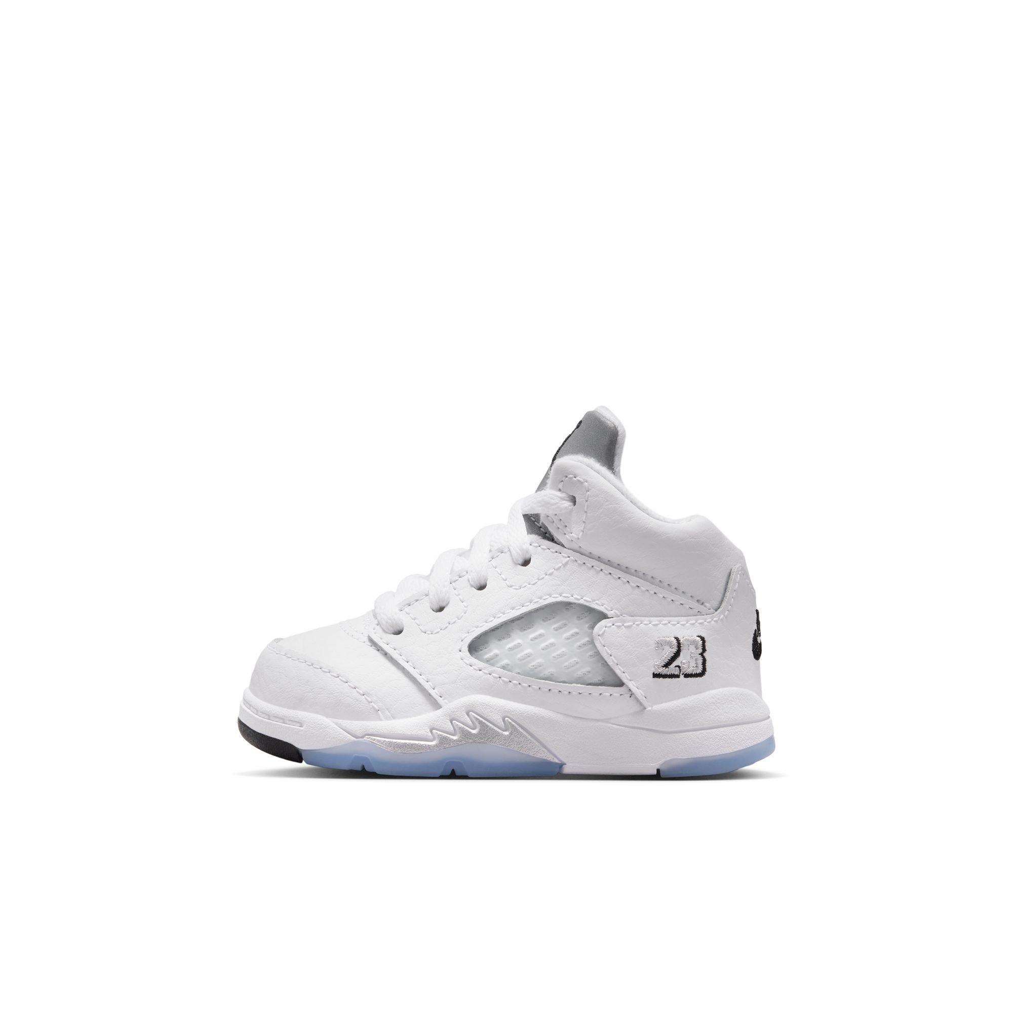 Jordan 5 Retro &ldquo;White Metallic&rdquo; Toddler Kids' Shoe - WHITE/BLACK/METALLIC SILVER Thumbnail View 7