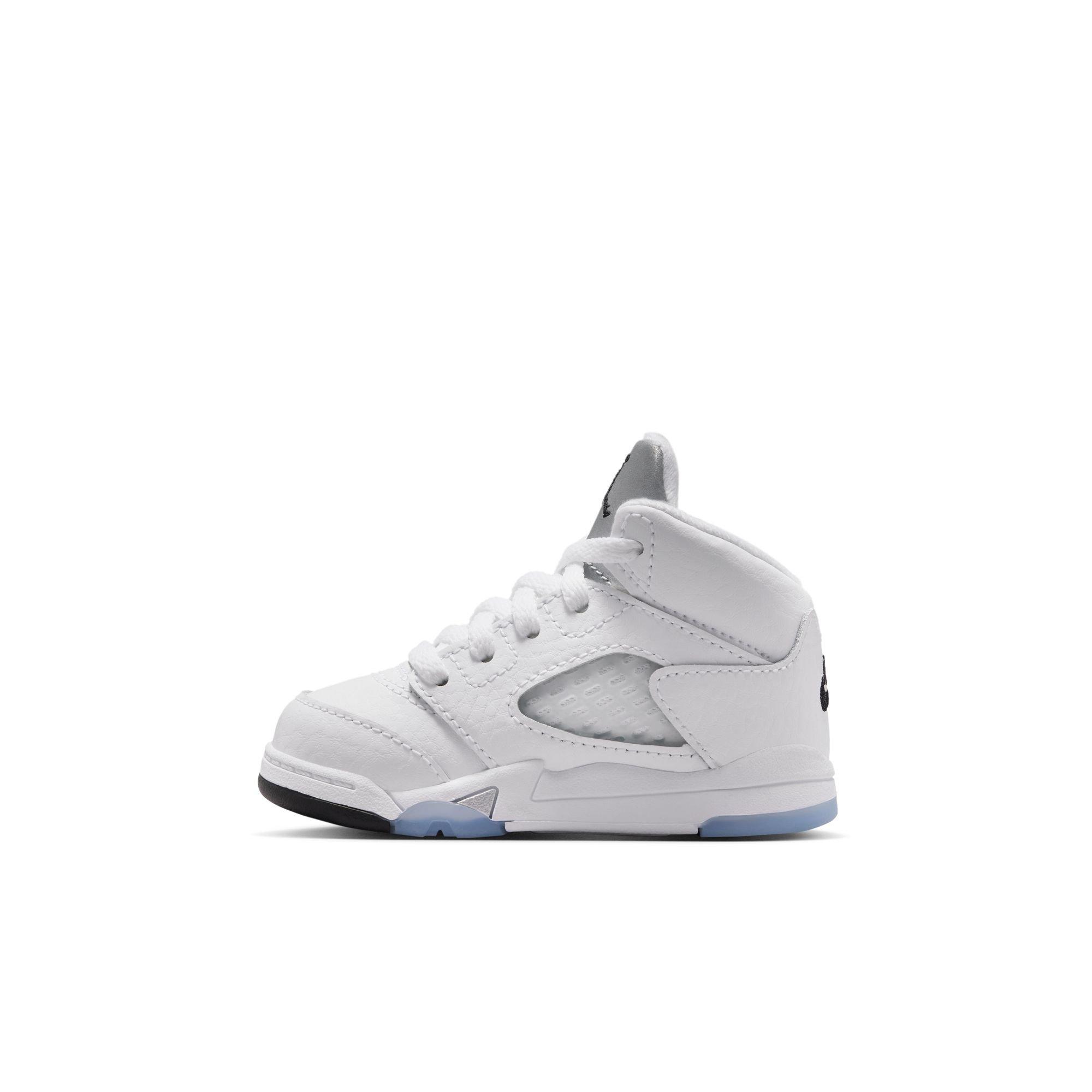 Jordan 5 Retro &ldquo;White Metallic&rdquo; Toddler Kids' Shoe - WHITE/BLACK/METALLIC SILVER Thumbnail View 8