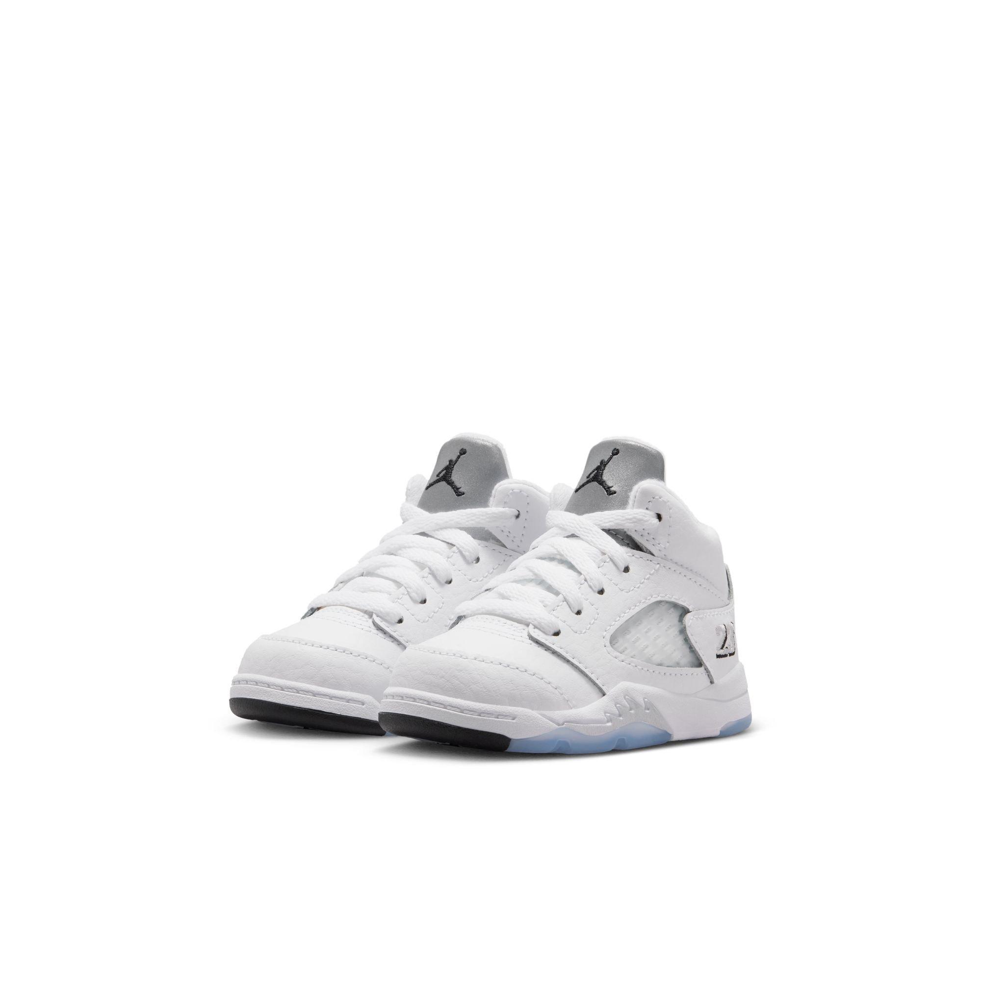 Jordan 5 Retro &ldquo;White Metallic&rdquo; Toddler Kids' Shoe - WHITE/BLACK/METALLIC SILVER Thumbnail View 4