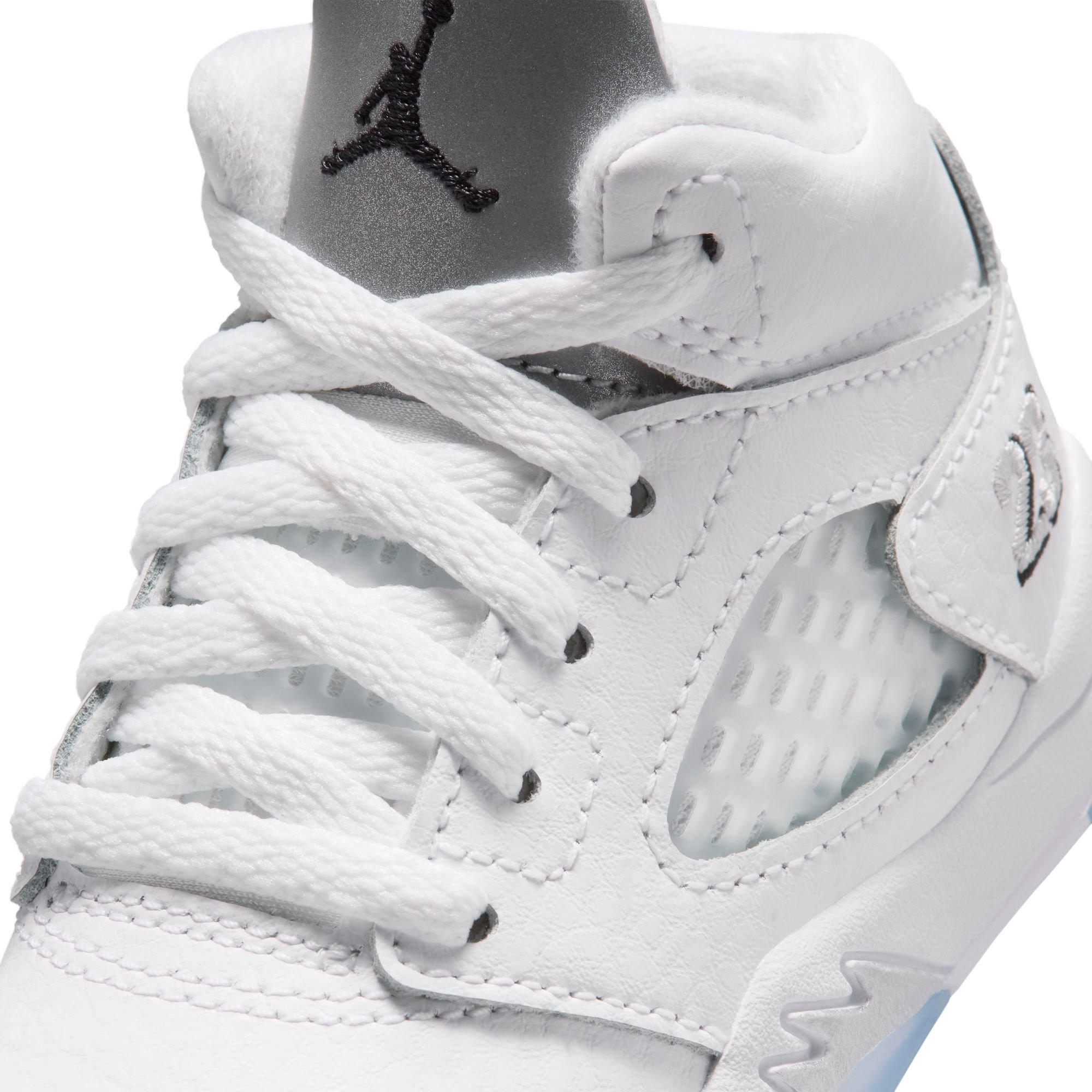 Jordan 5 Retro &ldquo;White Metallic&rdquo; Toddler Kids' Shoe - WHITE/BLACK/METALLIC SILVER Thumbnail View 5