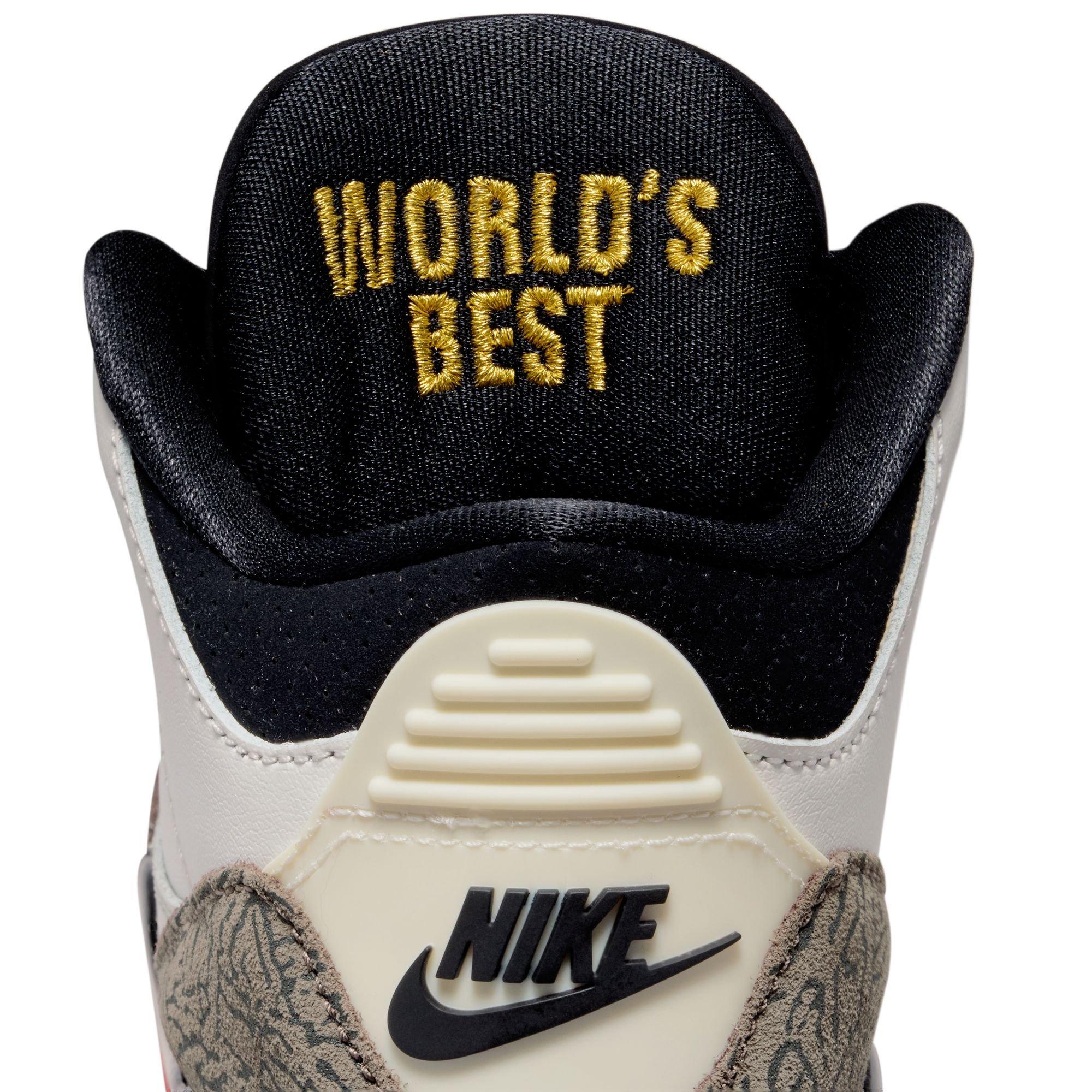 Jordan 3 Retro "World's Best Dad" Preschool Kids' Shoe - SAIL/BLACK/UNIVERSITY RED/PALE IVORY Thumbnail View 7