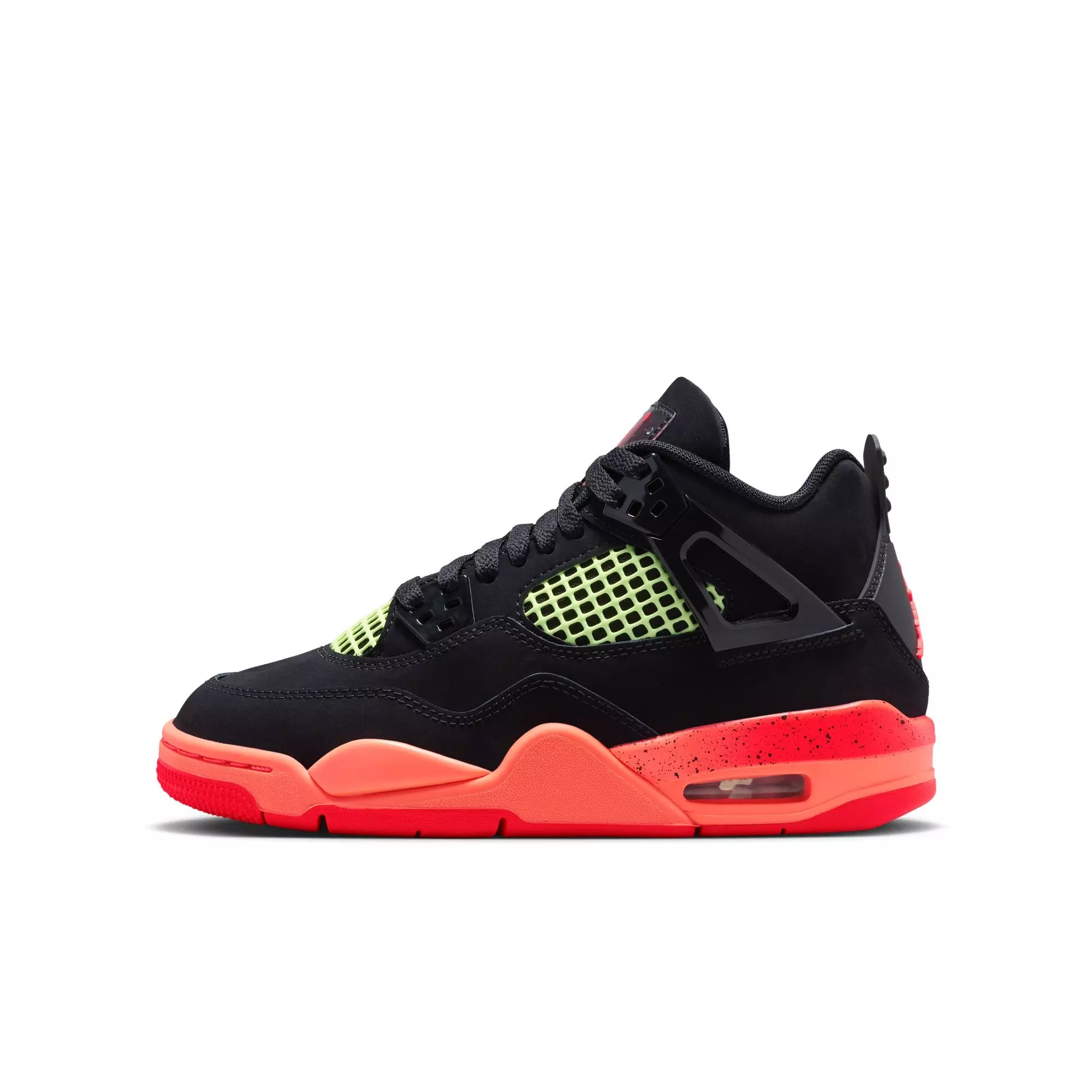 Jordan 4 Retro "Black & Infrared 23" Grade School Kids' Shoe - BLACK/INFRARED 23/BRIGHT MANGO