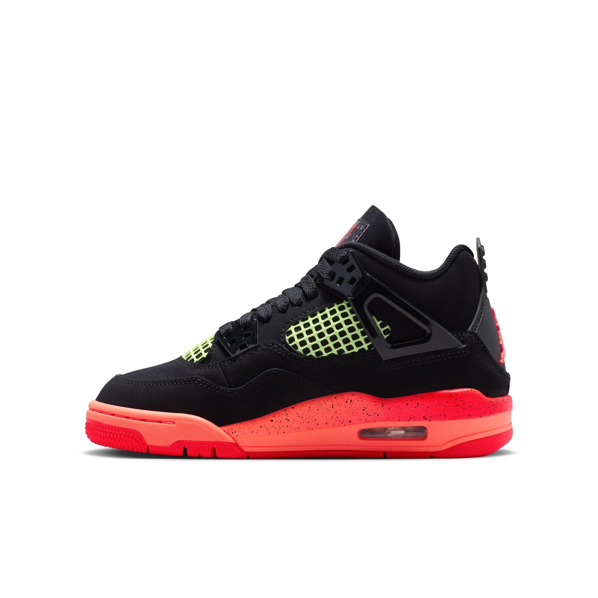 Jordan 4 Retro "Black & Infrared 23" Grade School Kids' Shoe - BLACK/INFRARED 23/BRIGHT MANGO Thumbnail View 12