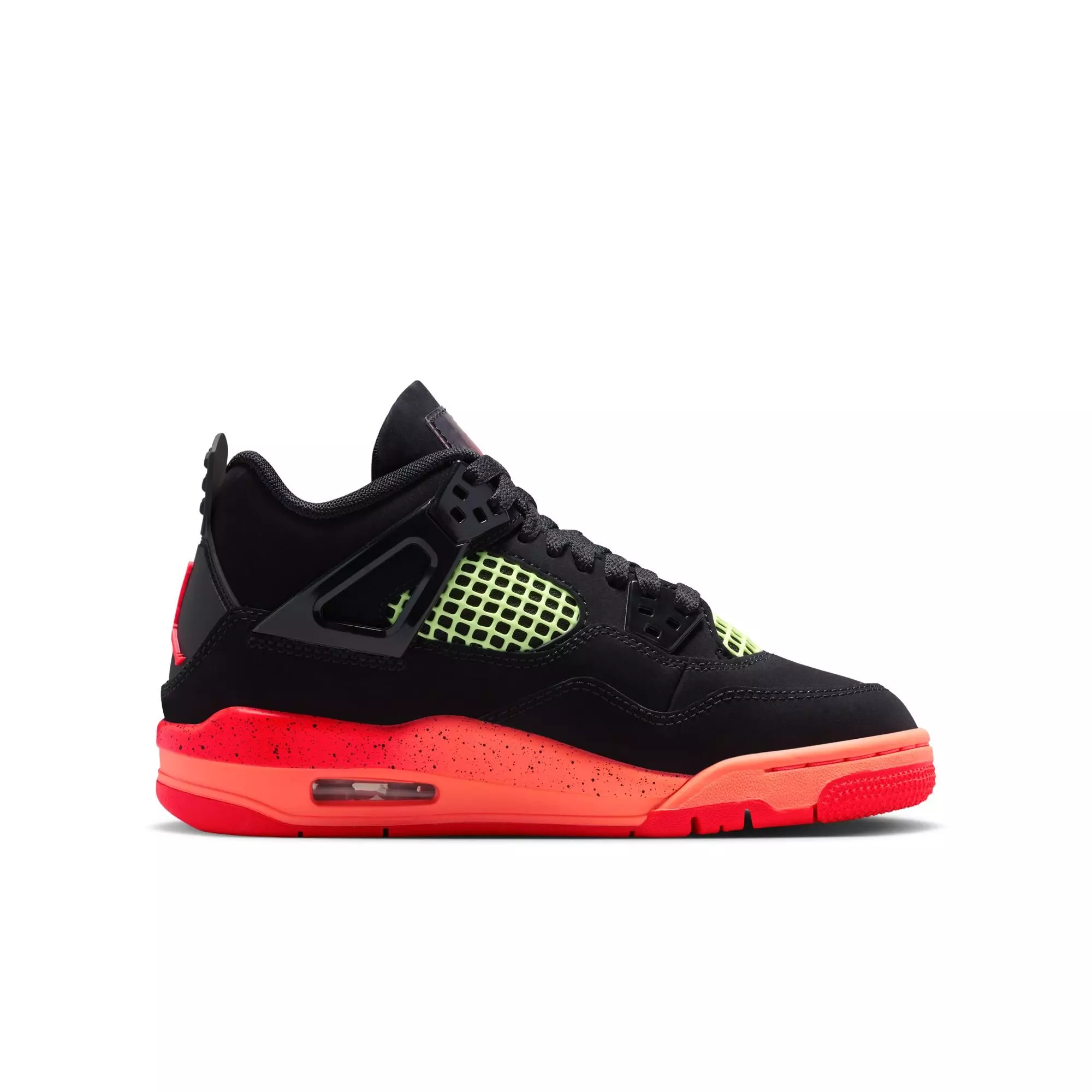 Jordan 4 Retro "Black & Infrared 23" Grade School Kids' Shoe - BLACK/INFRARED 23/BRIGHT MANGO