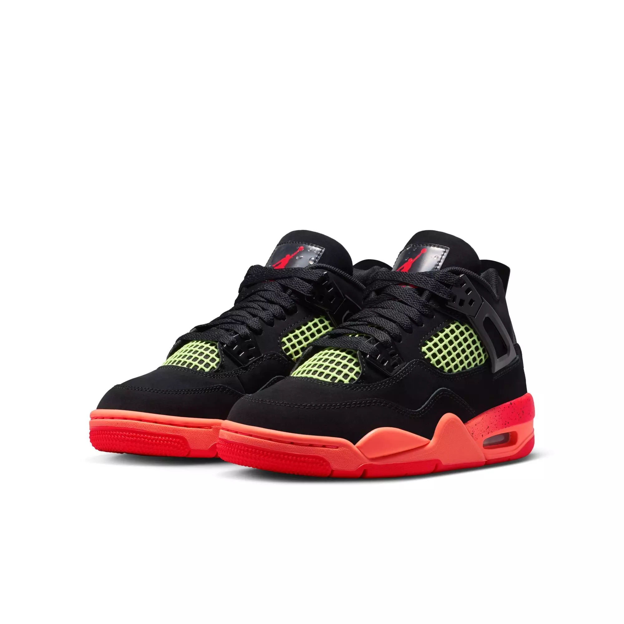 Jordan 4 Retro "Black & Infrared 23" Grade School Kids' Shoe - BLACK/INFRARED 23/BRIGHT MANGO
