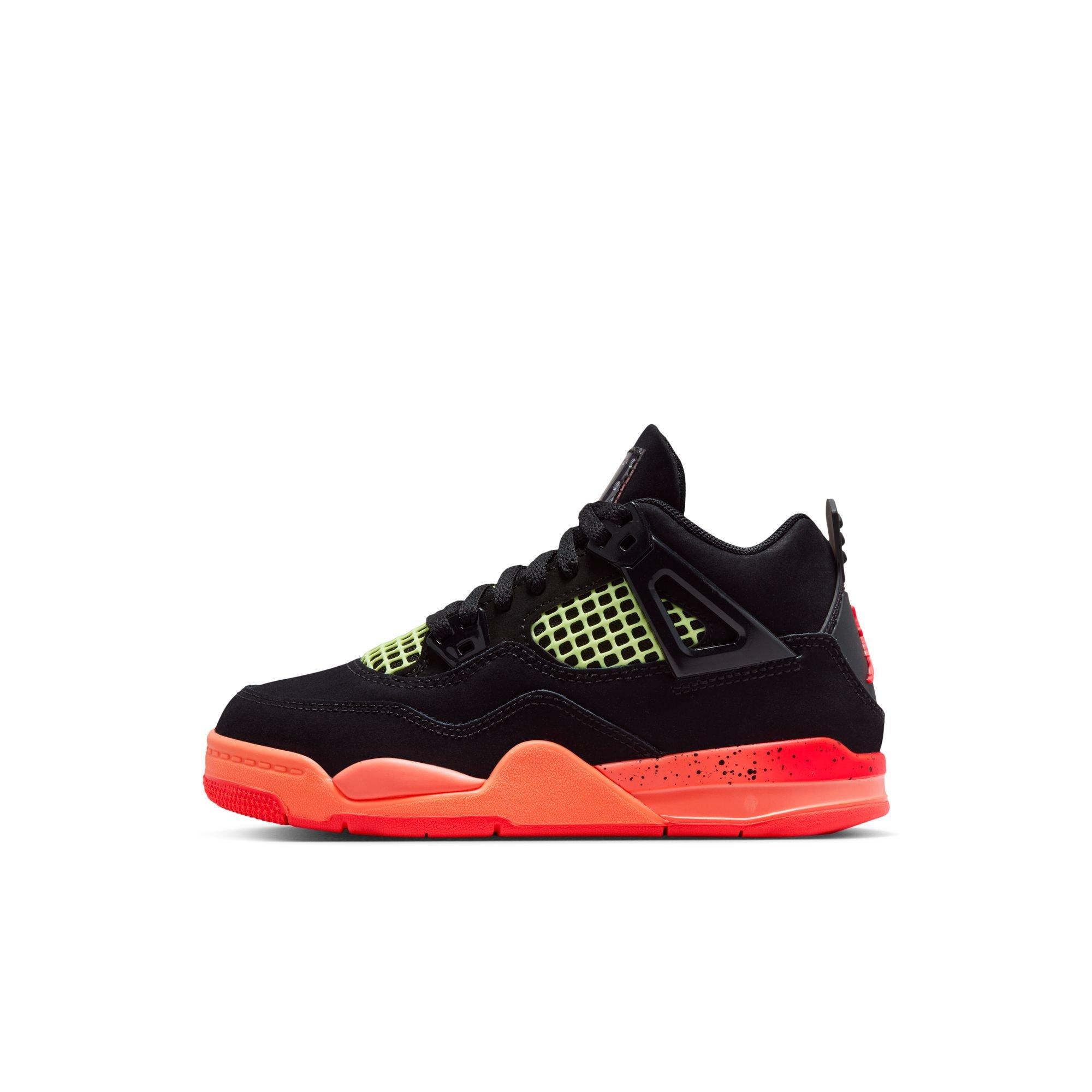 Jordan 4 Retro "Black & Infrared 23" Preschool Kids' Shoe - BLACK/INFRARED 23/BRIGHT MANGO Thumbnail View 9