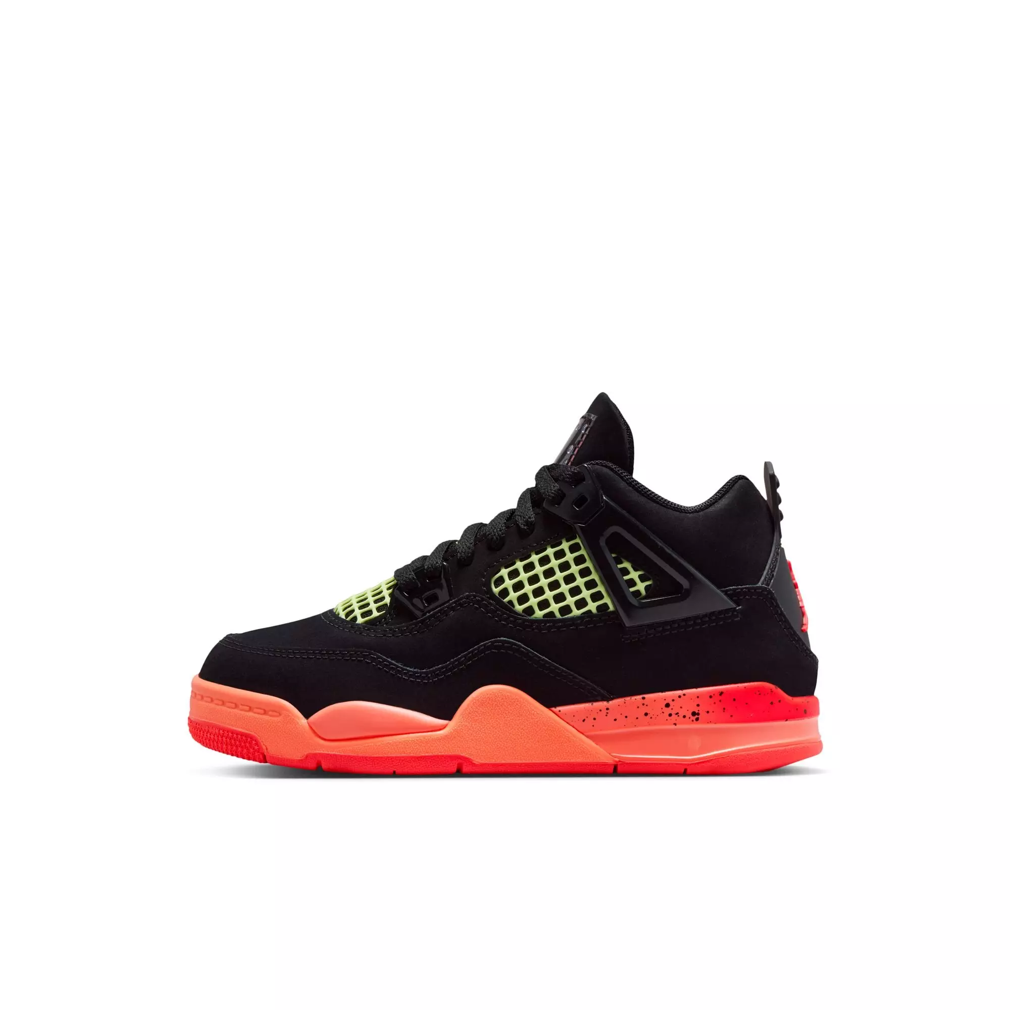 Jordan 4 Retro "Black & Infrared 23" Preschool Kids' Shoe - BLACK/INFRARED 23/BRIGHT MANGO