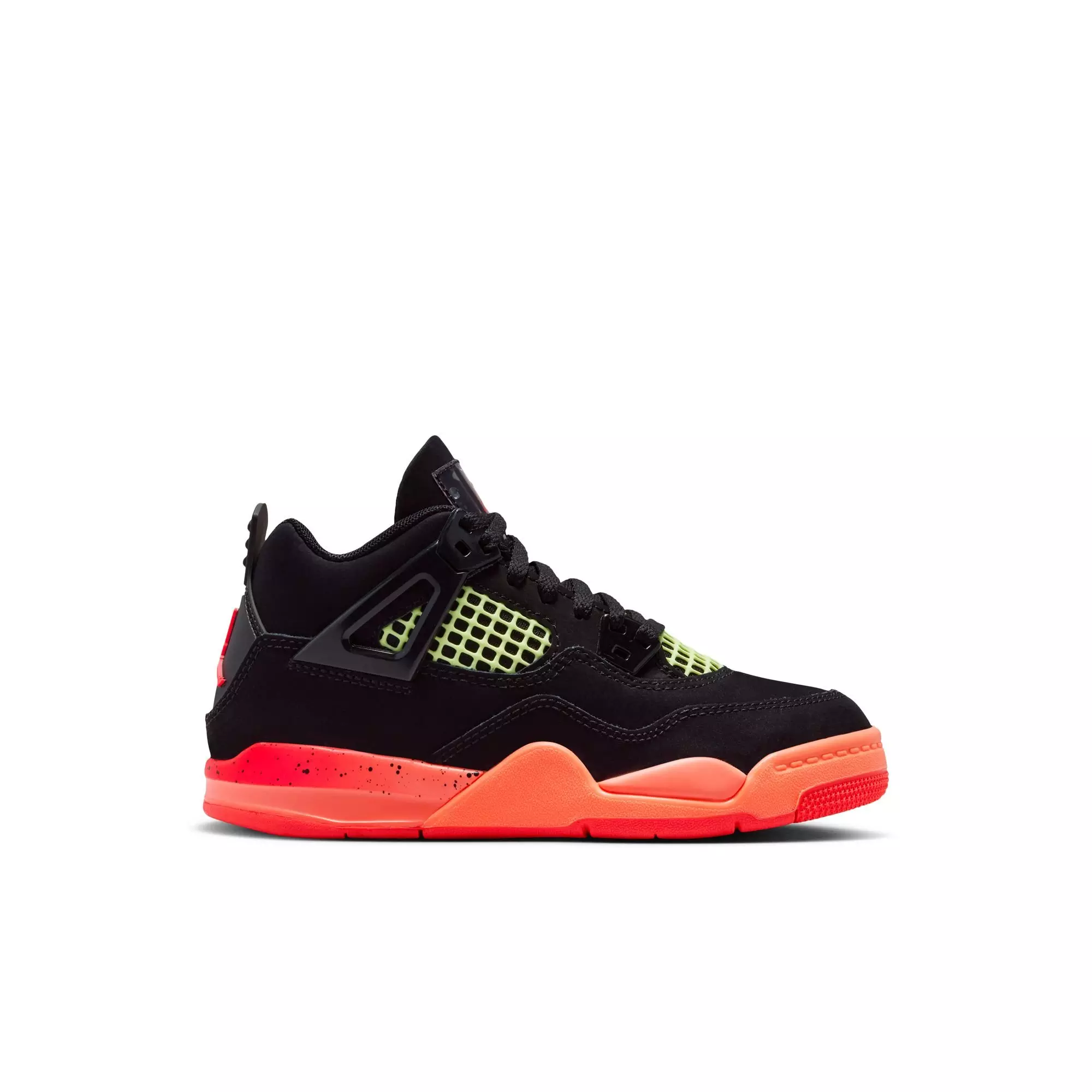 Jordan 4 Retro "Black & Infrared 23" Preschool Kids' Shoe - BLACK/INFRARED 23/BRIGHT MANGO