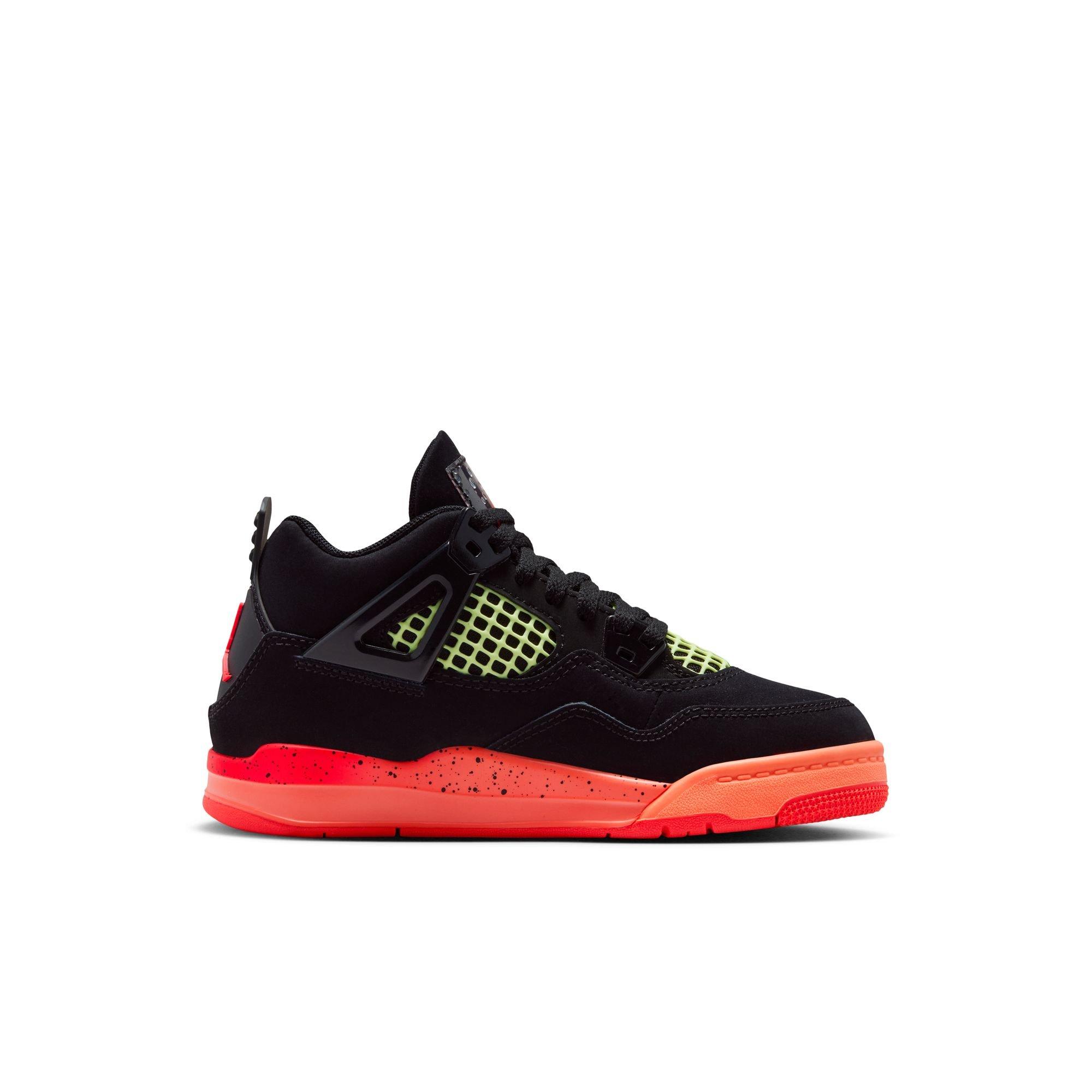 Jordan 4 Retro "Black & Infrared 23" Preschool Kids' Shoe - BLACK/INFRARED 23/BRIGHT MANGO Thumbnail View 3