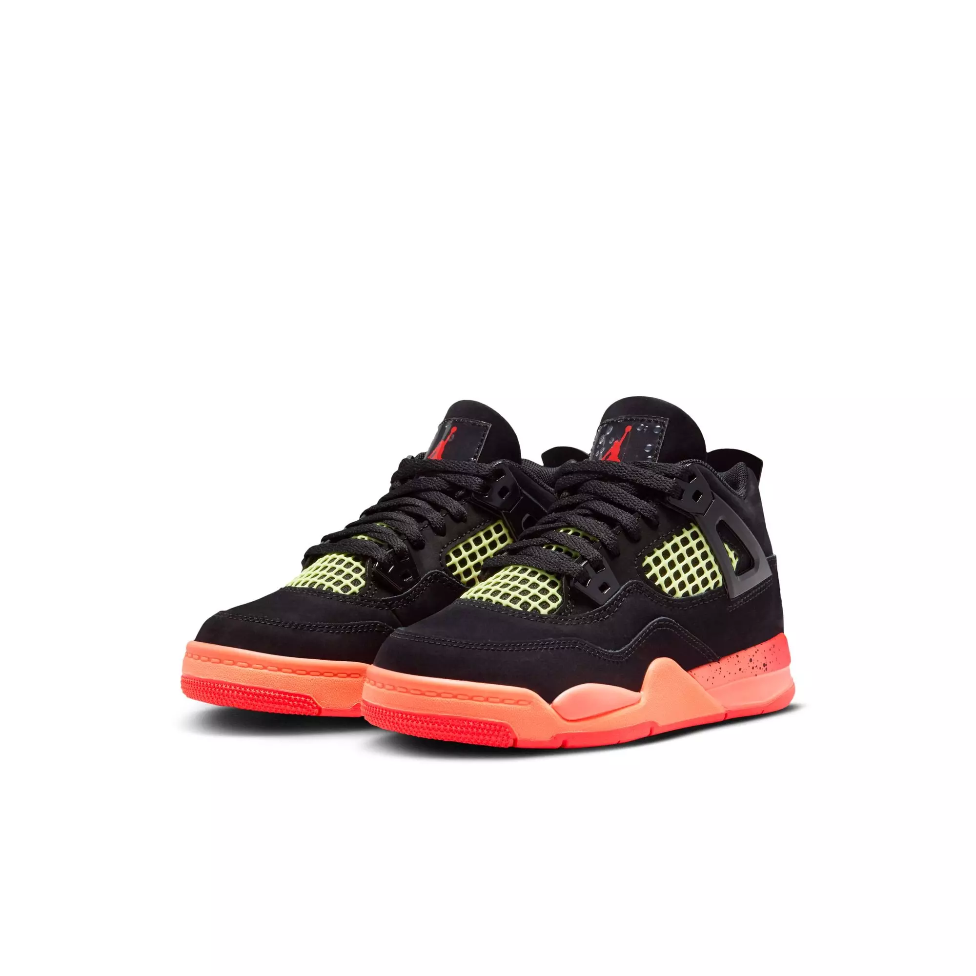 Jordan 4 Retro "Black & Infrared 23" Preschool Kids' Shoe - BLACK/INFRARED 23/BRIGHT MANGO