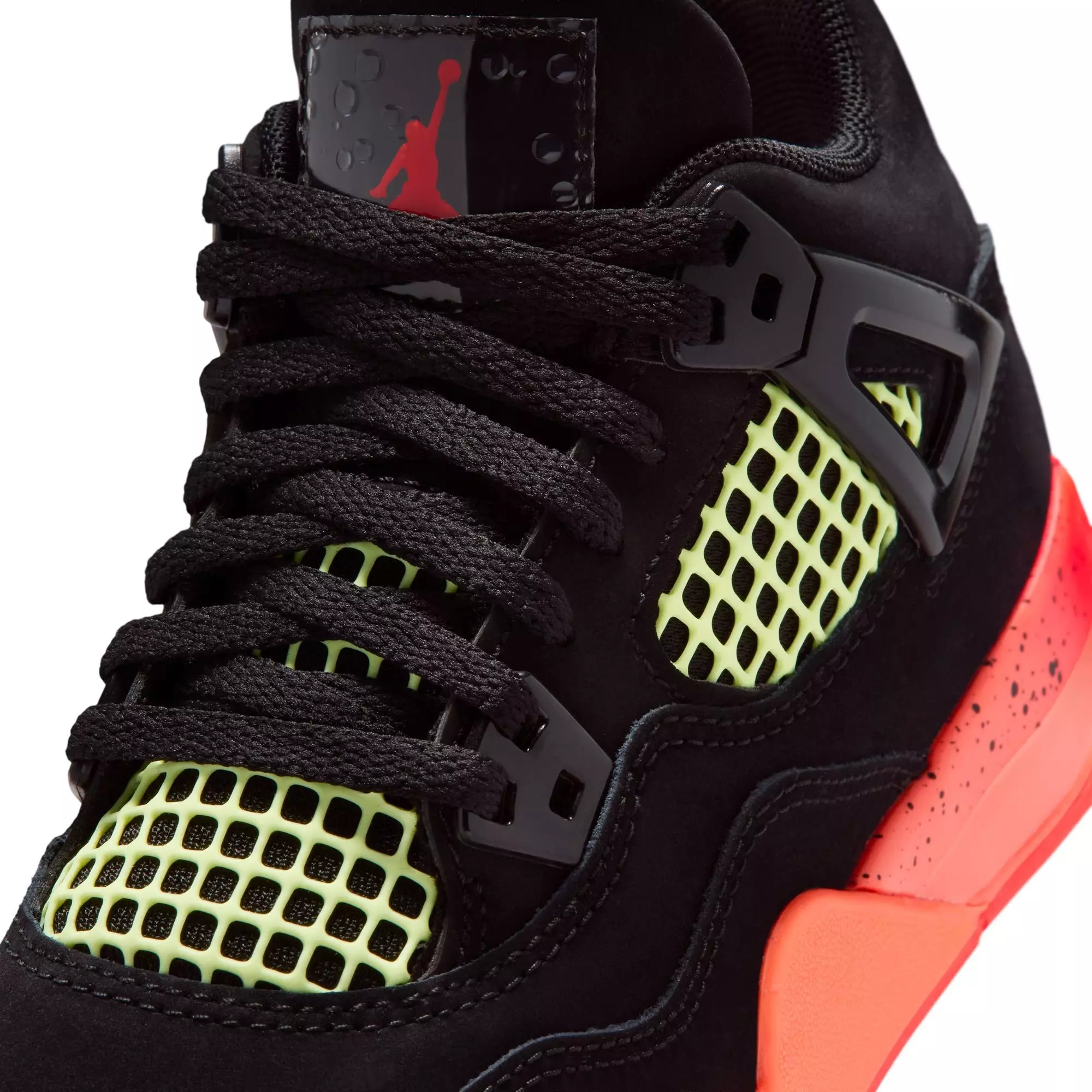 Jordan 4 Retro "Black & Infrared 23" Preschool Kids' Shoe - BLACK/INFRARED 23/BRIGHT MANGO