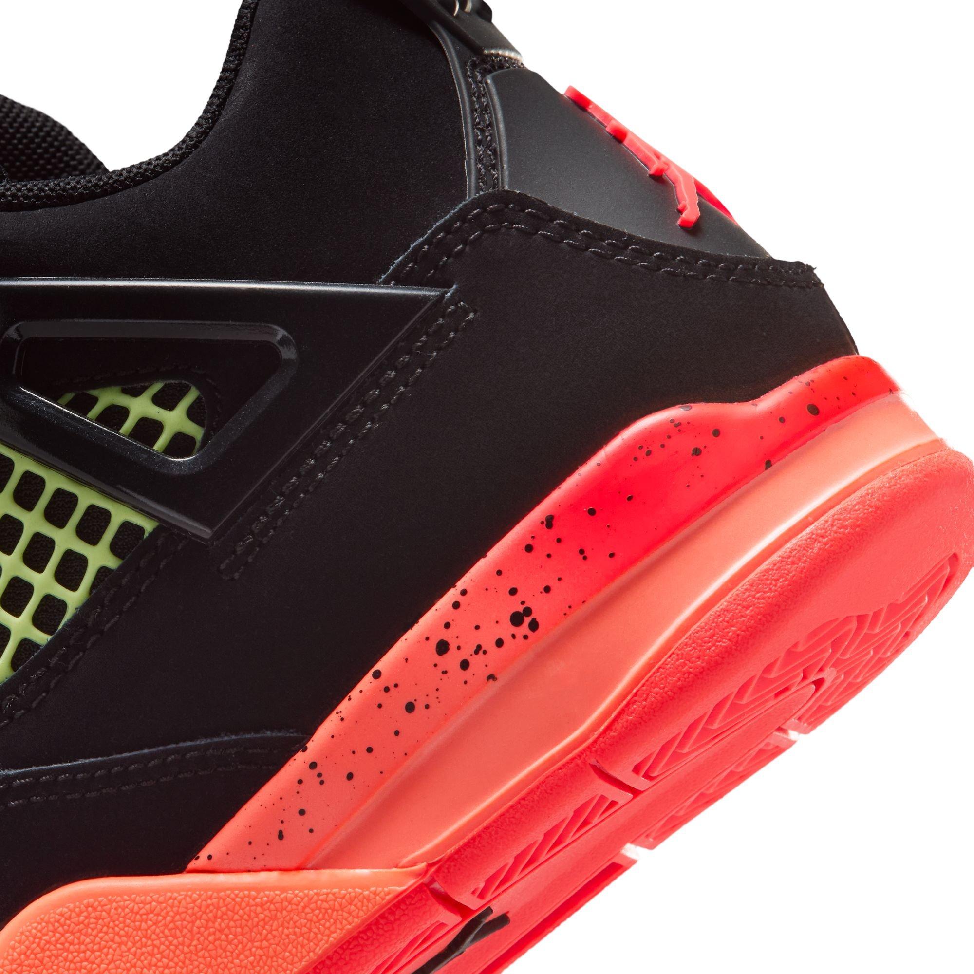 Jordan 4 Retro "Black & Infrared 23" Preschool Kids' Shoe - BLACK/INFRARED 23/BRIGHT MANGO Thumbnail View 6