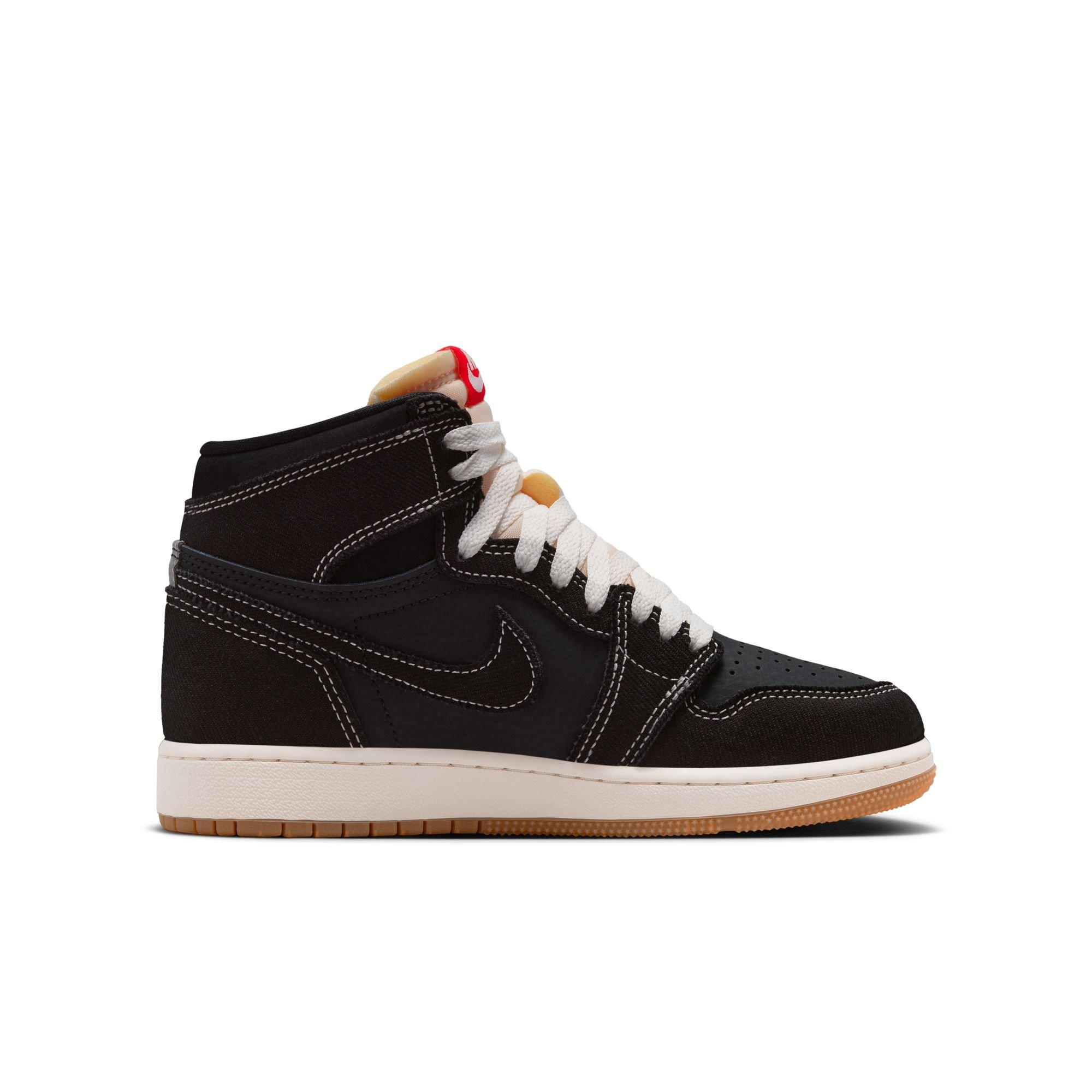 Jordan 1 Retro High OG "Fight Club" Grade School Kids' Shoe - BLACK Thumbnail View 3