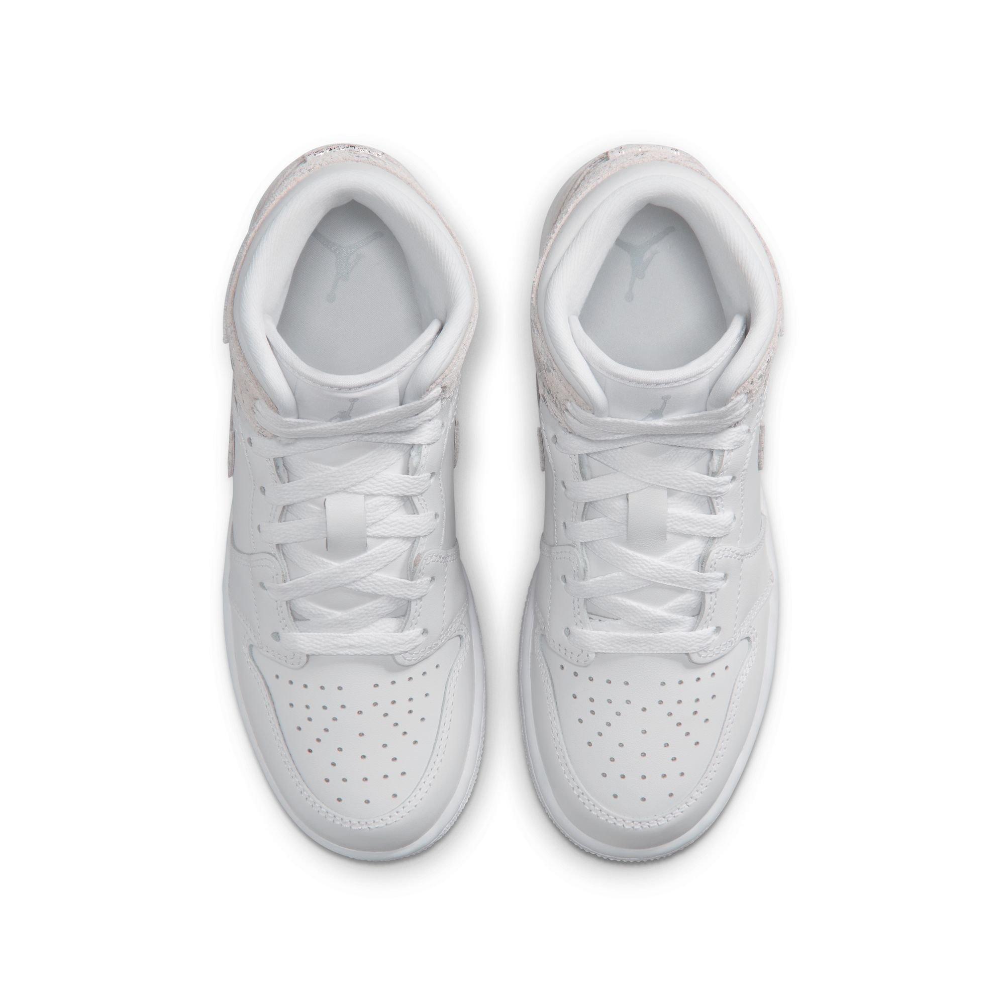 Jordan 1 Mid SE "White/Field Silver" Grade School Boys' Shoe - WHITE/SILVER Thumbnail View 6