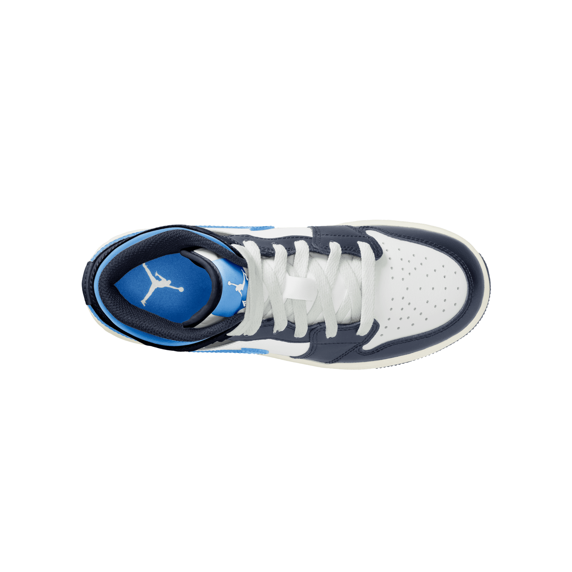 Jordan 1 Mid "University Blue/Midnight Navy/White" Grade School Boys' Shoe - NAVY/WHITE Thumbnail View 7