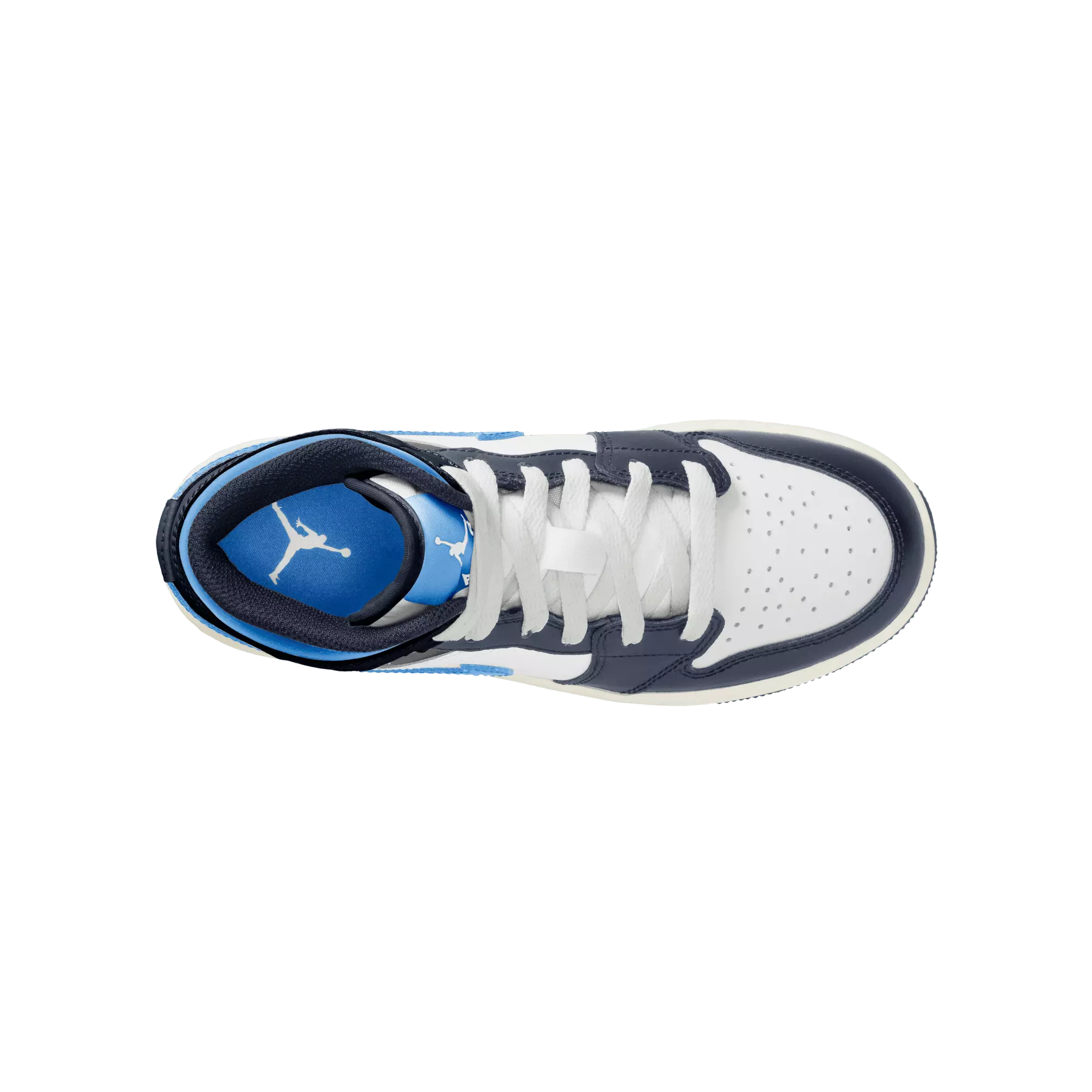 Jordan 1 Mid "University Blue/Midnight Navy/White" Grade School Boys' Shoe - NAVY/WHITE