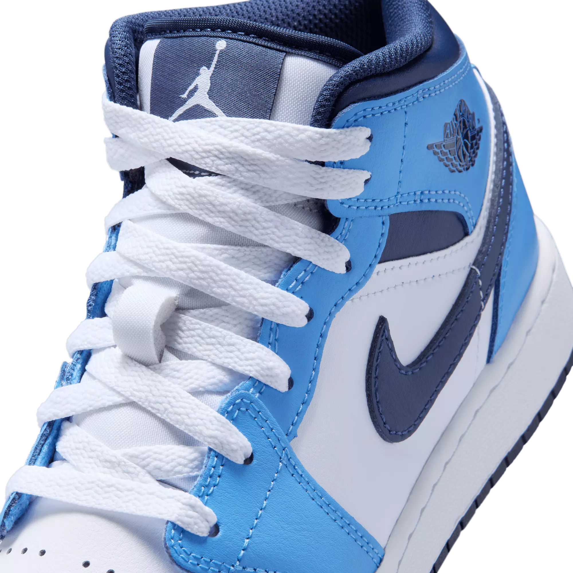 Jordan 1 Mid "University Blue/Midnight Navy/White" Grade School Boys' Shoe - NAVY/WHITE