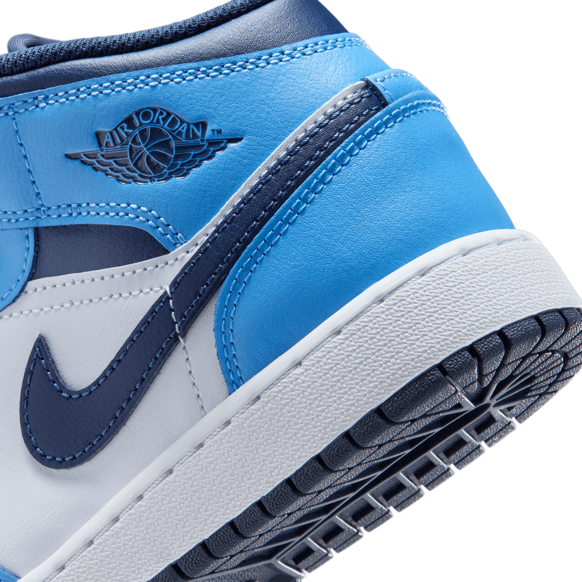 Jordan 1 Mid "University Blue/Midnight Navy/White" Grade School Boys' Shoe - NAVY/WHITE Thumbnail View 10