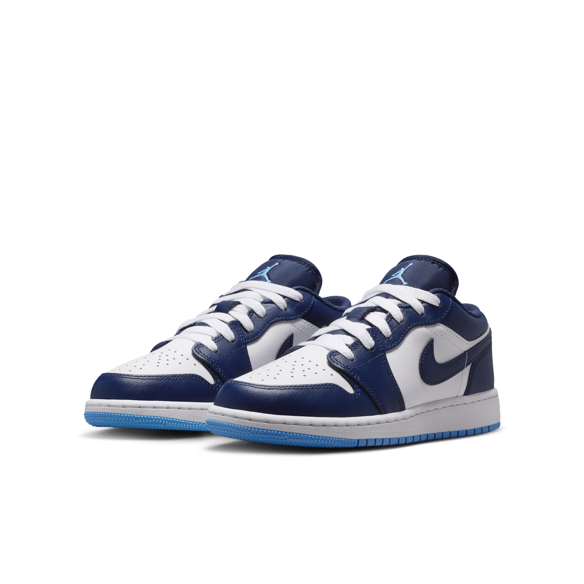 Jordan 1 Low "Midnight Navy/University Blue/White" Grade School Boys' Shoe - NAVY/WHITE Thumbnail View 5