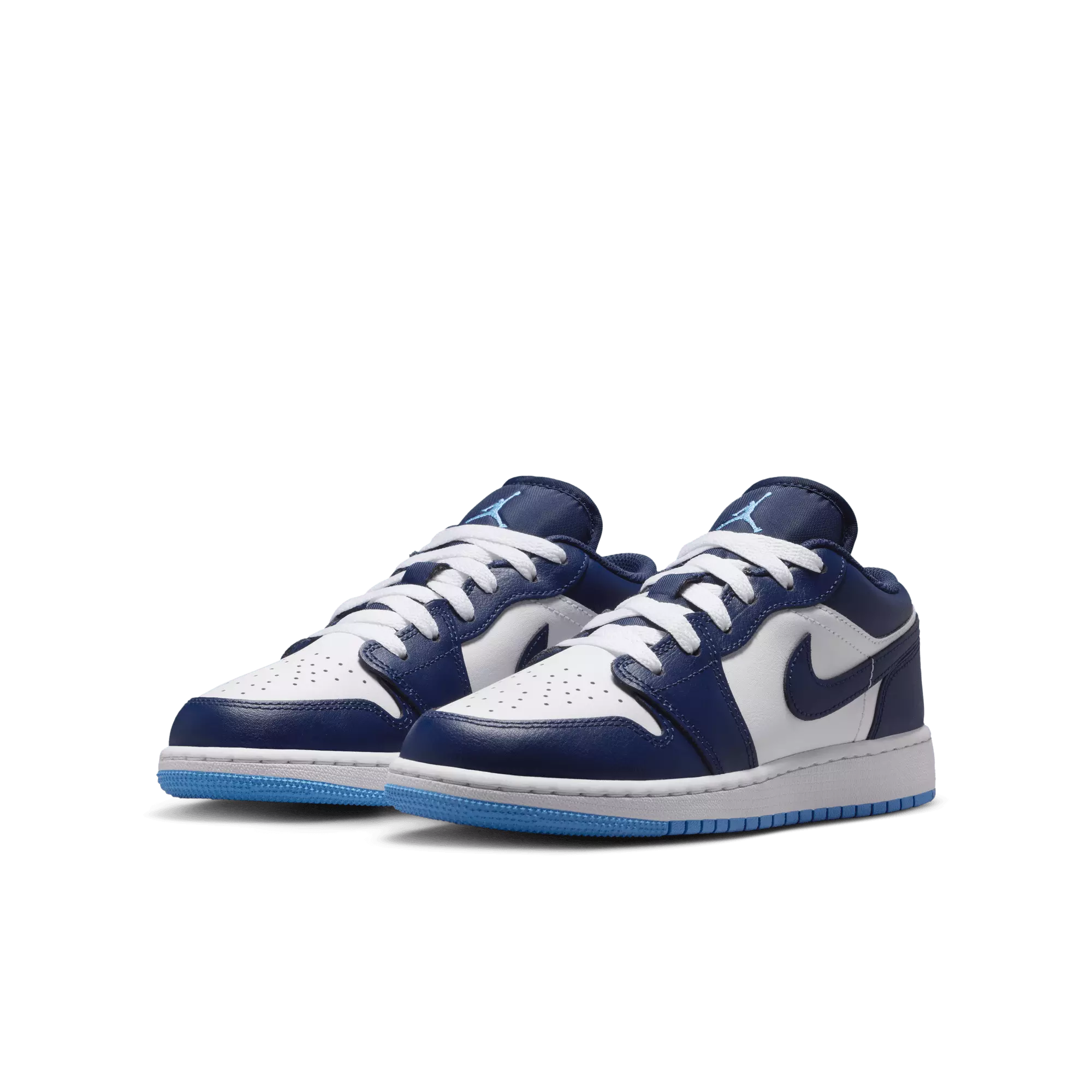 Jordan 1 Low "Midnight Navy/University Blue/White" Grade School Boys' Shoe - NAVY/WHITE