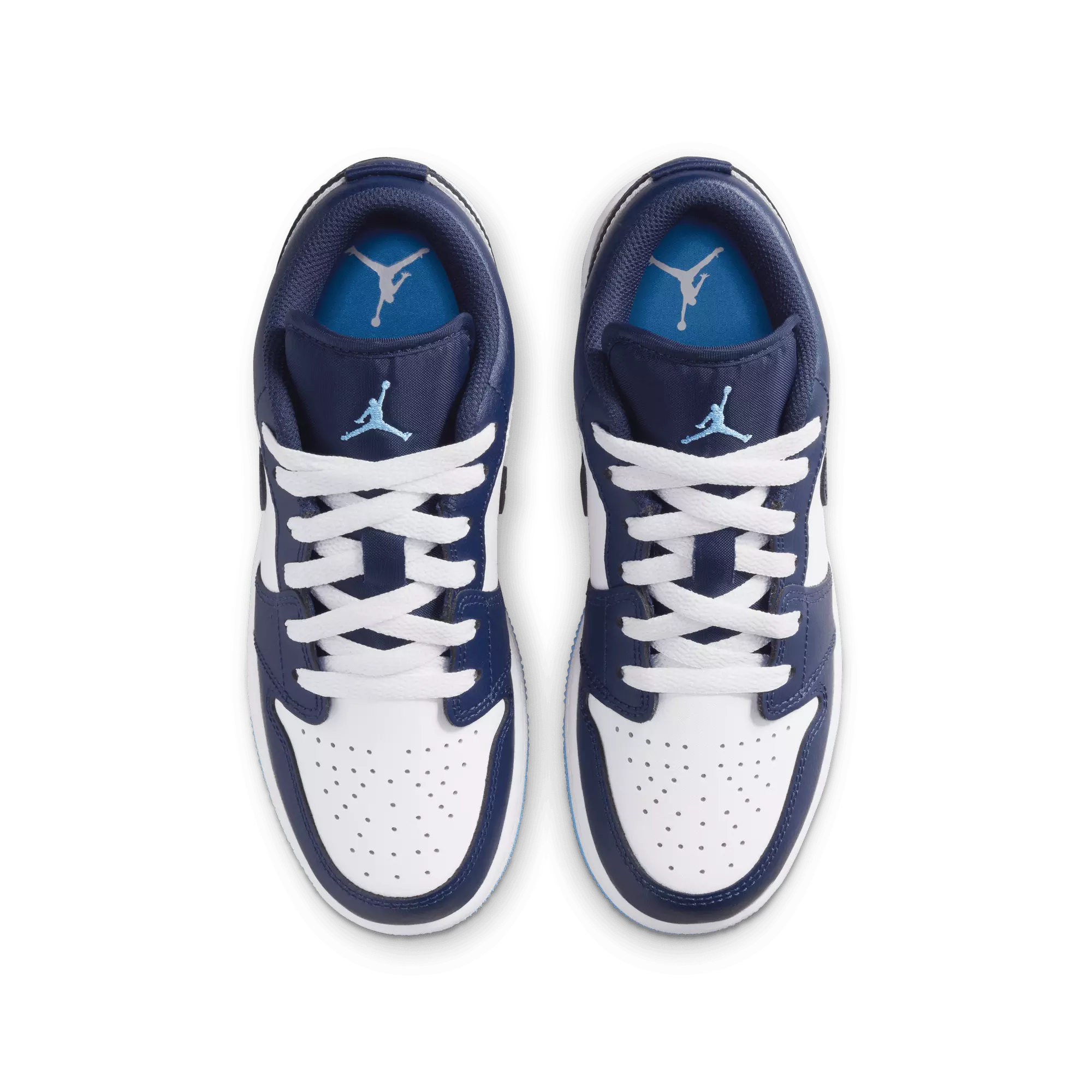 Jordan 1 Low "Midnight Navy/University Blue/White" Grade School Boys' Shoe - NAVY/WHITE