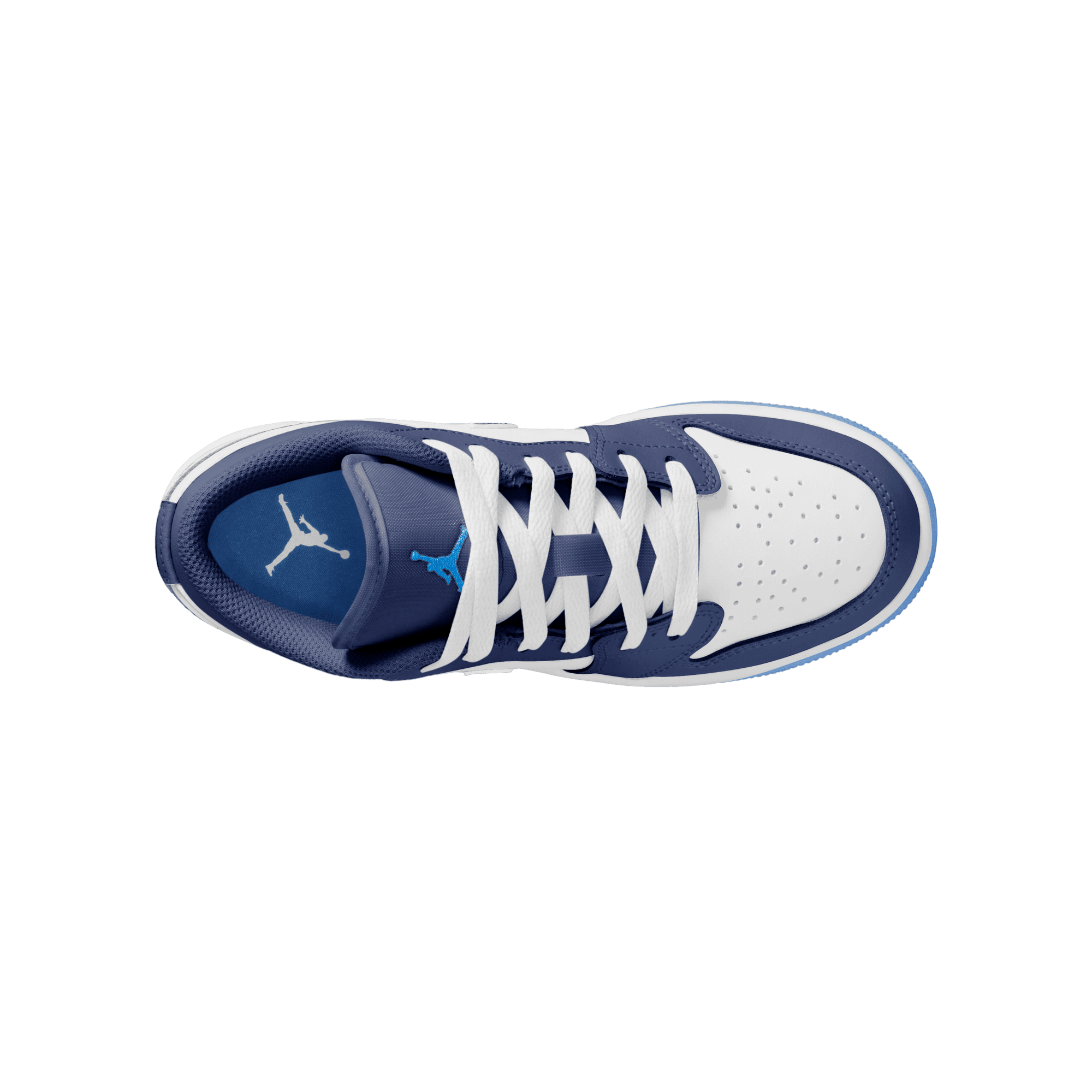 Jordan 1 Low "Midnight Navy/University Blue/White" Grade School Boys' Shoe - NAVY/WHITE Thumbnail View 8