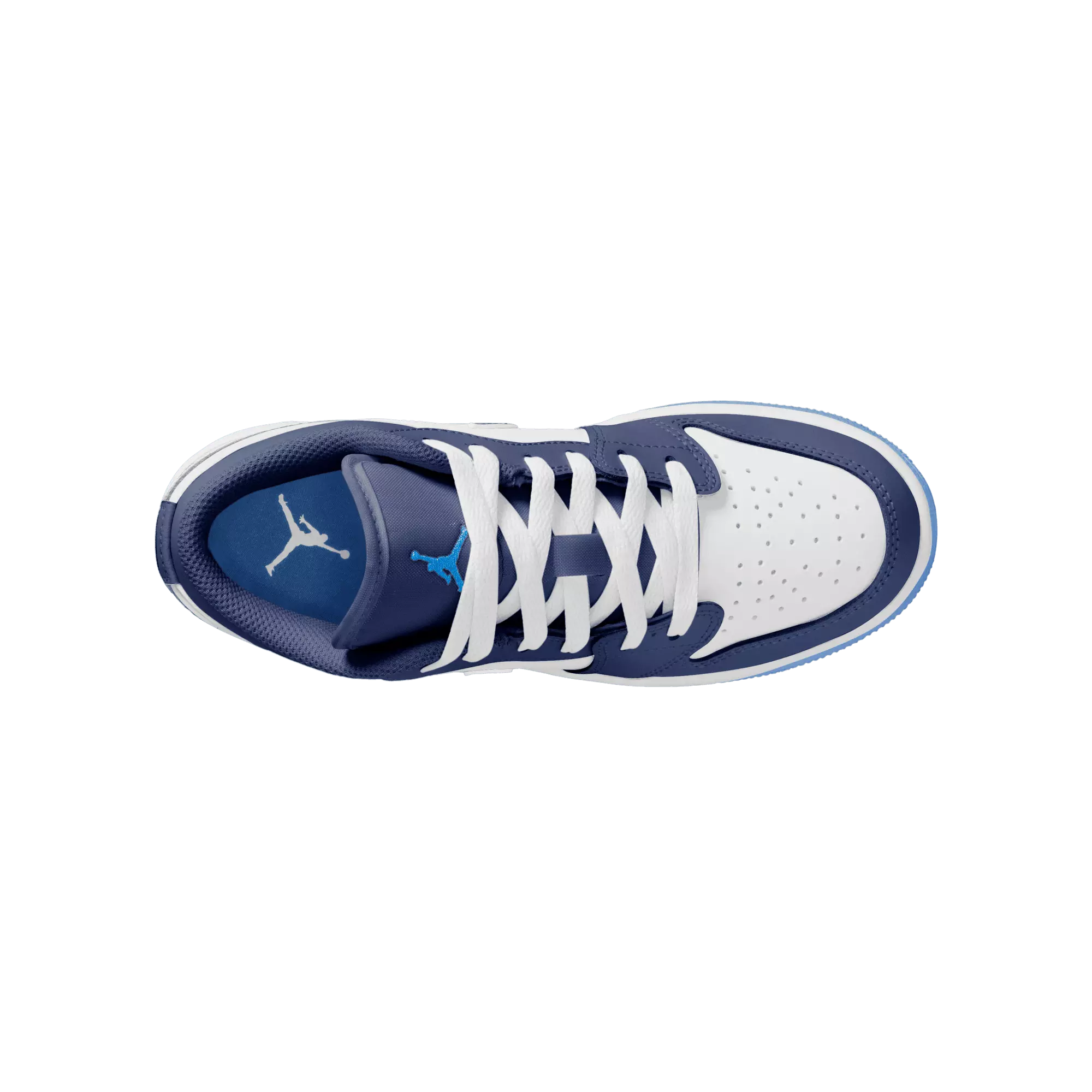 Jordan 1 Low "Midnight Navy/University Blue/White" Grade School Boys' Shoe - NAVY/WHITE