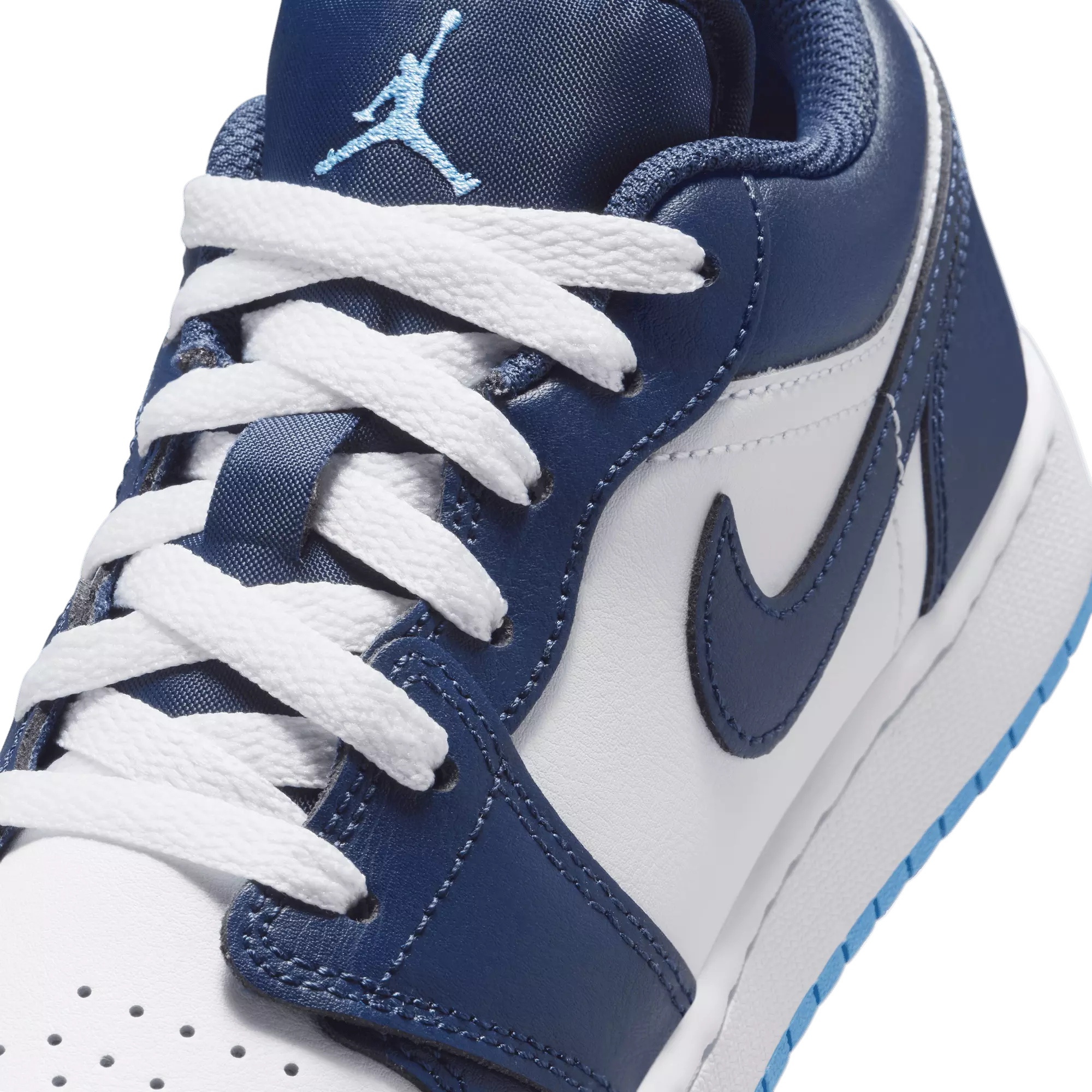 Jordan 1 Low "Midnight Navy/University Blue/White" Grade School Boys' Shoe - NAVY/WHITE