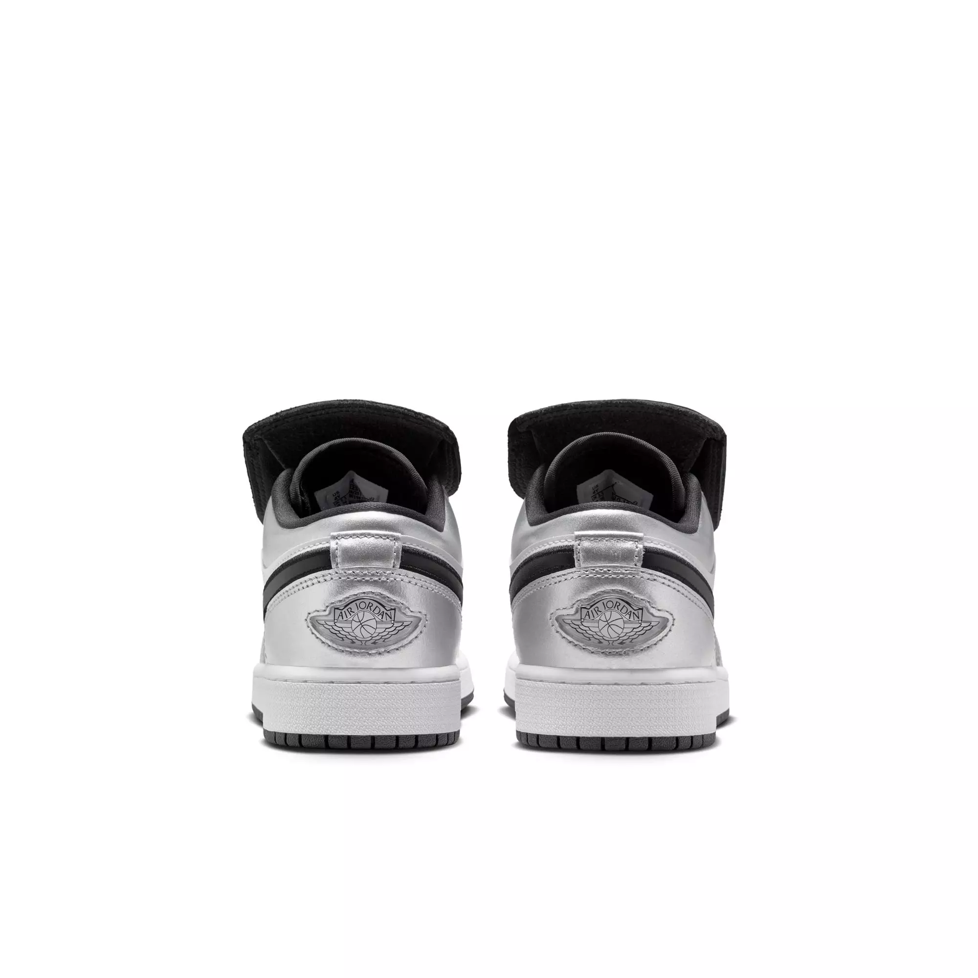 Jordan 1 Low SE "White/Black/Metallic Silver" Grade School Boys' Shoe - SILVER/BLACK