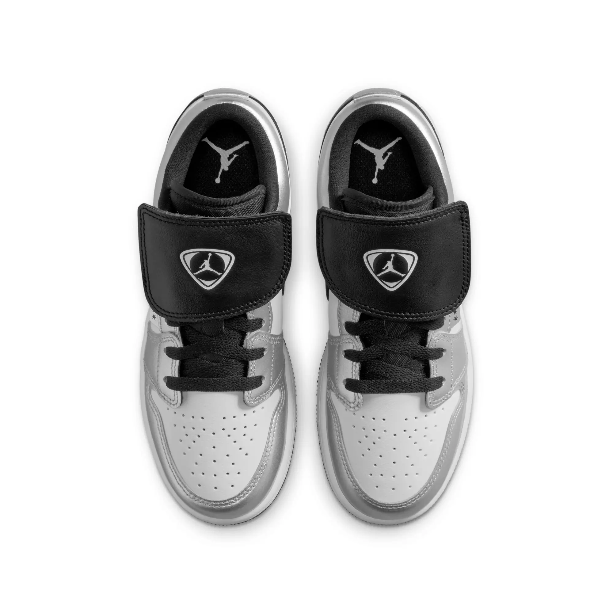 Jordan 1 Low SE "White/Black/Metallic Silver" Grade School Boys' Shoe - SILVER/BLACK