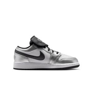 Jordan 1 Low SE "White/Black/Metallic Silver" Grade School Boys' Shoe