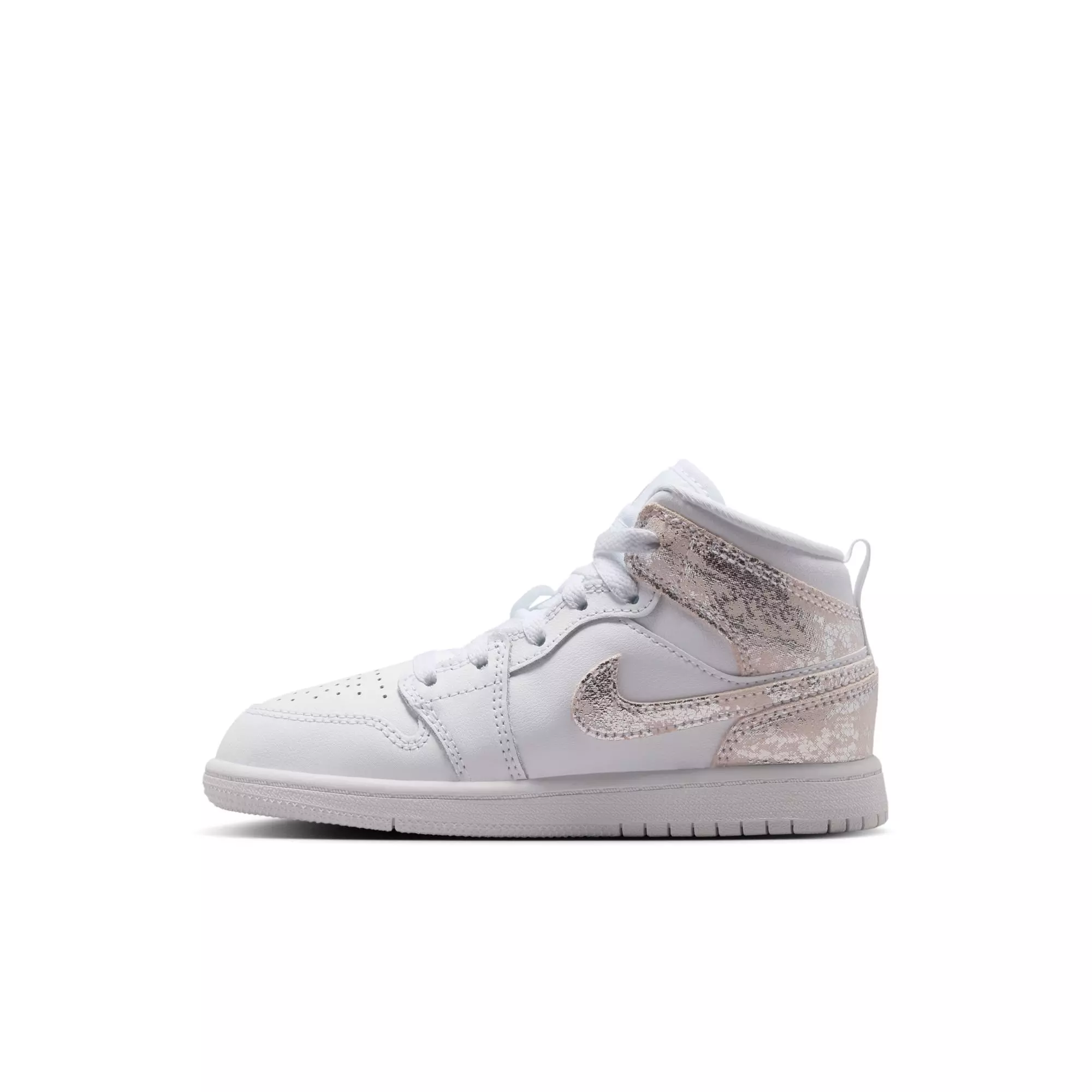 Jordan 1 Mid SE "White/Field Silver" Preschool Boys' Shoe - WHITE/SILVER