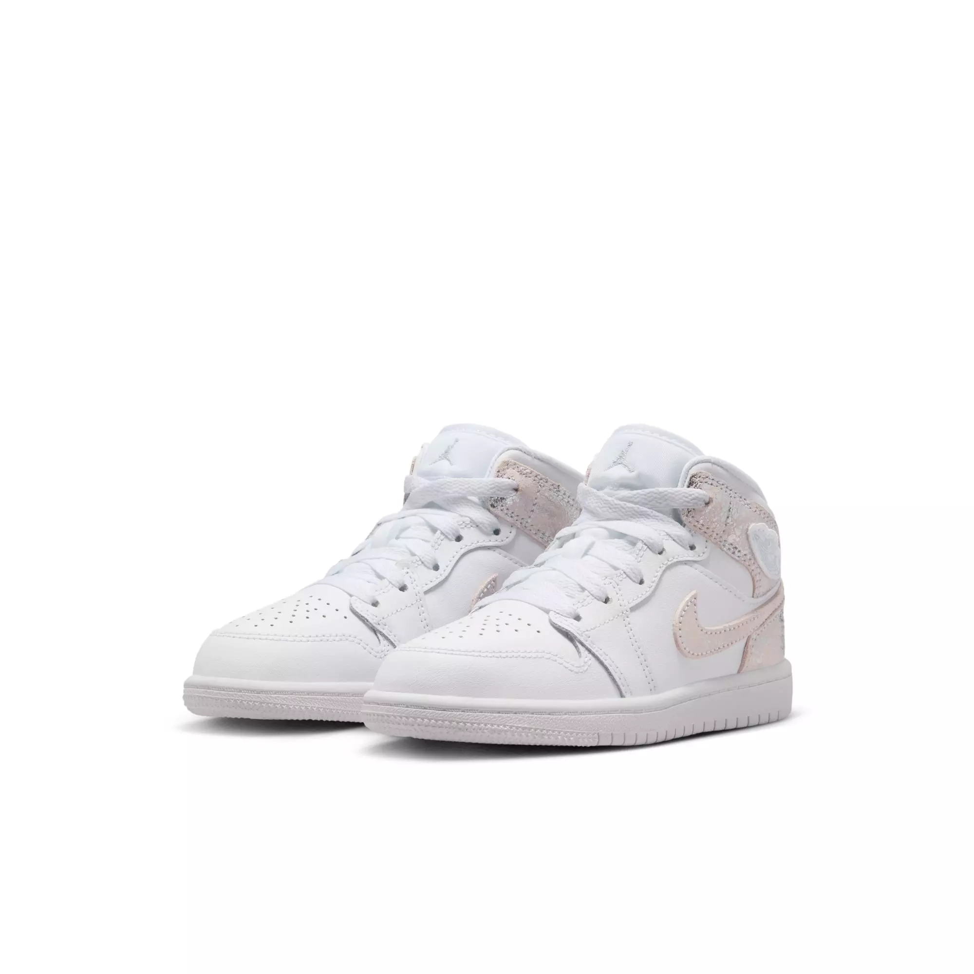 Jordan 1 Mid SE "White/Field Silver" Preschool Boys' Shoe - WHITE/SILVER