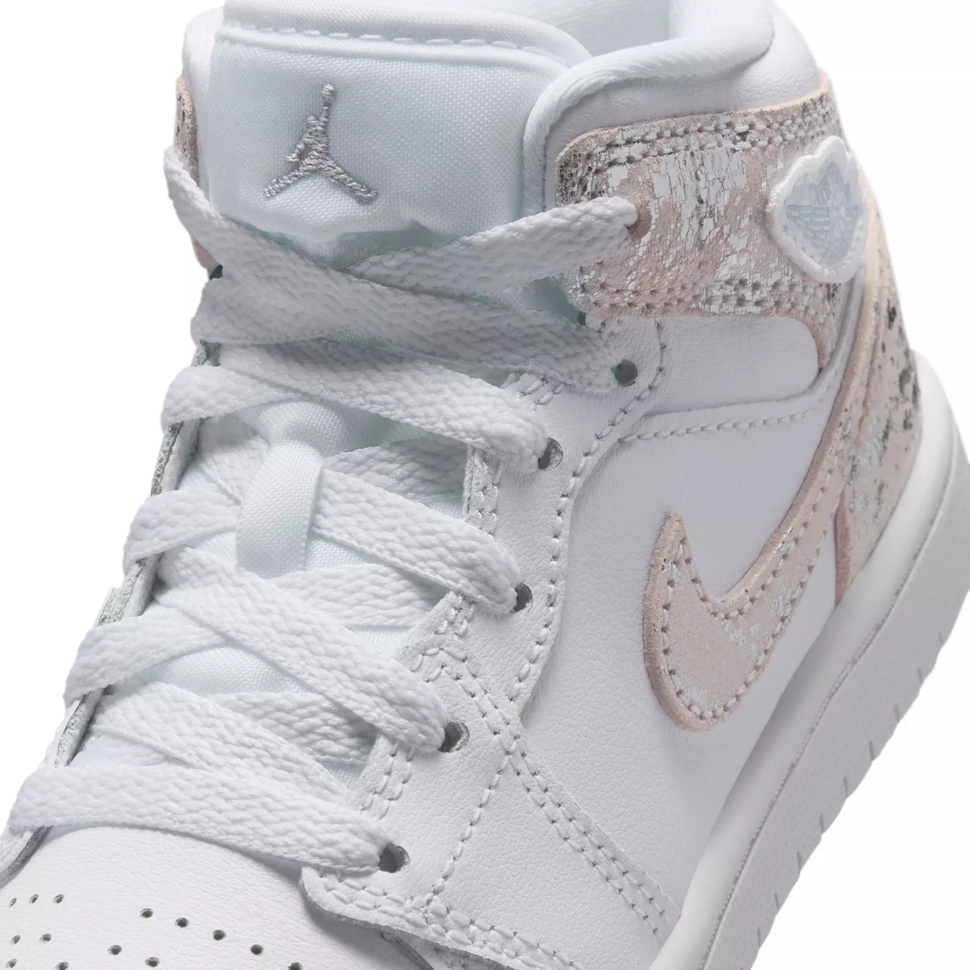 Jordan 1 Mid SE "White/Field Silver" Preschool Boys' Shoe - WHITE/SILVER