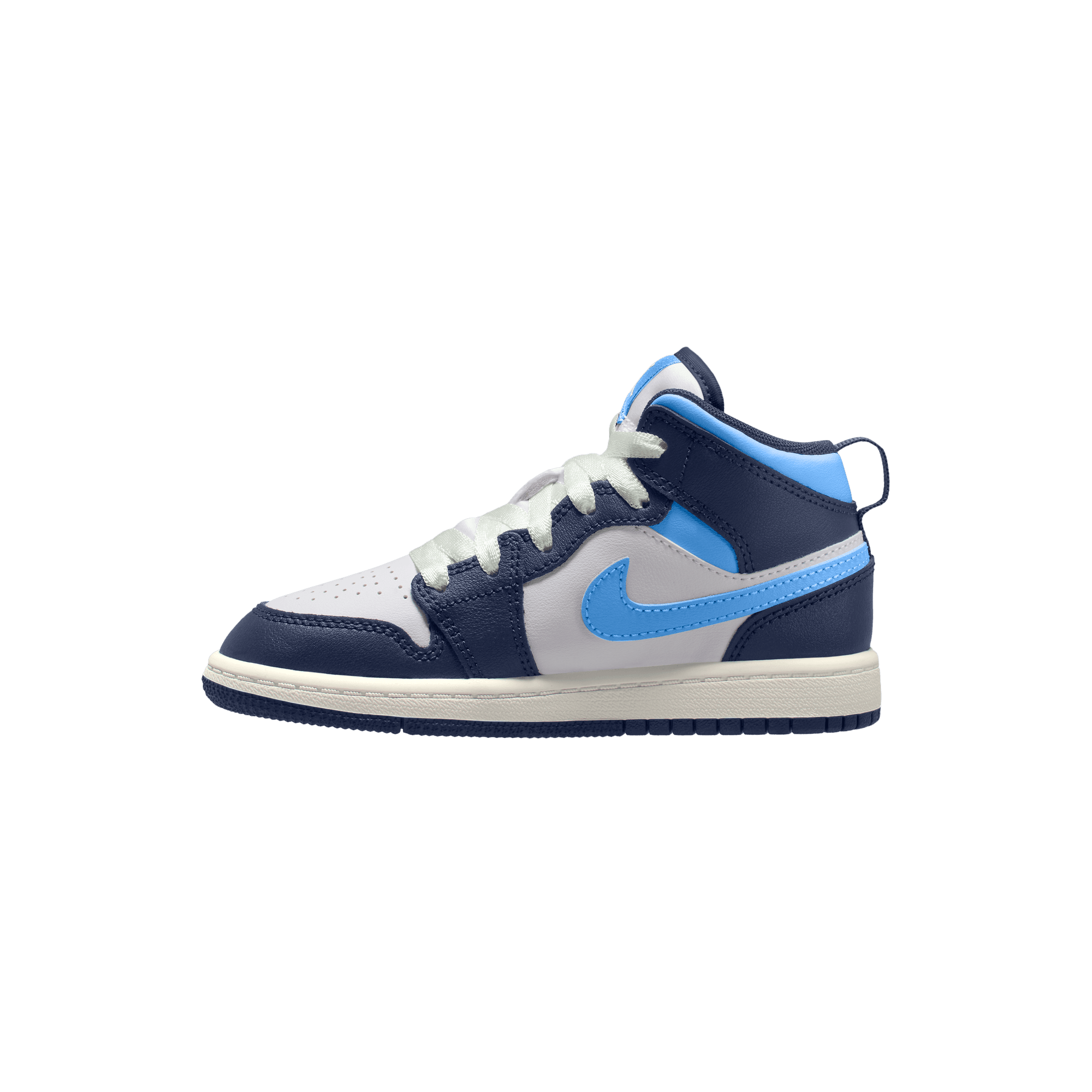 Jordan 1 Mid "University Blue/Midnight Navy/White" Preschool Boys' Shoe - NAVY/WHITE Thumbnail View 4