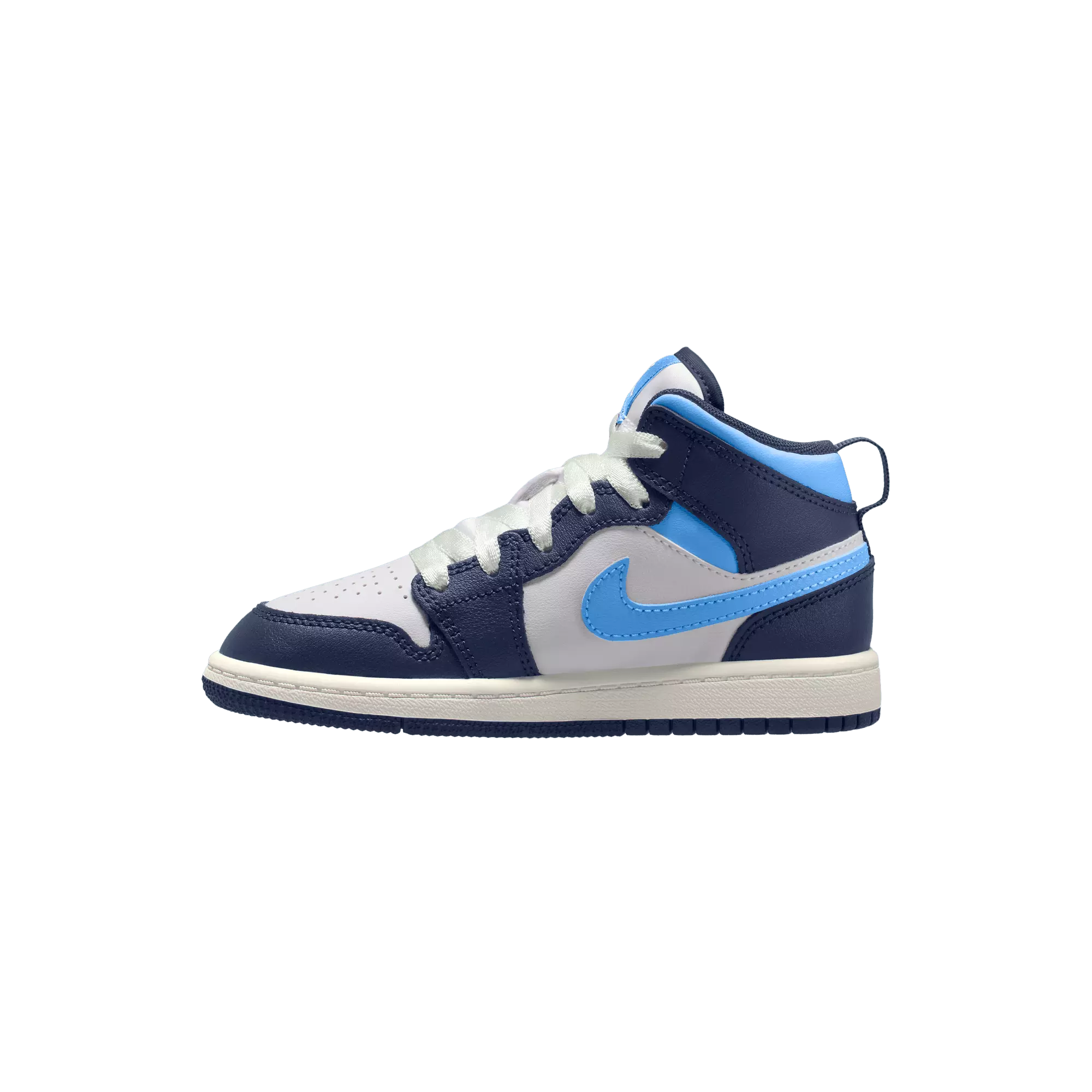 Jordan 1 Mid "University Blue/Midnight Navy/White" Preschool Boys' Shoe - NAVY/WHITE