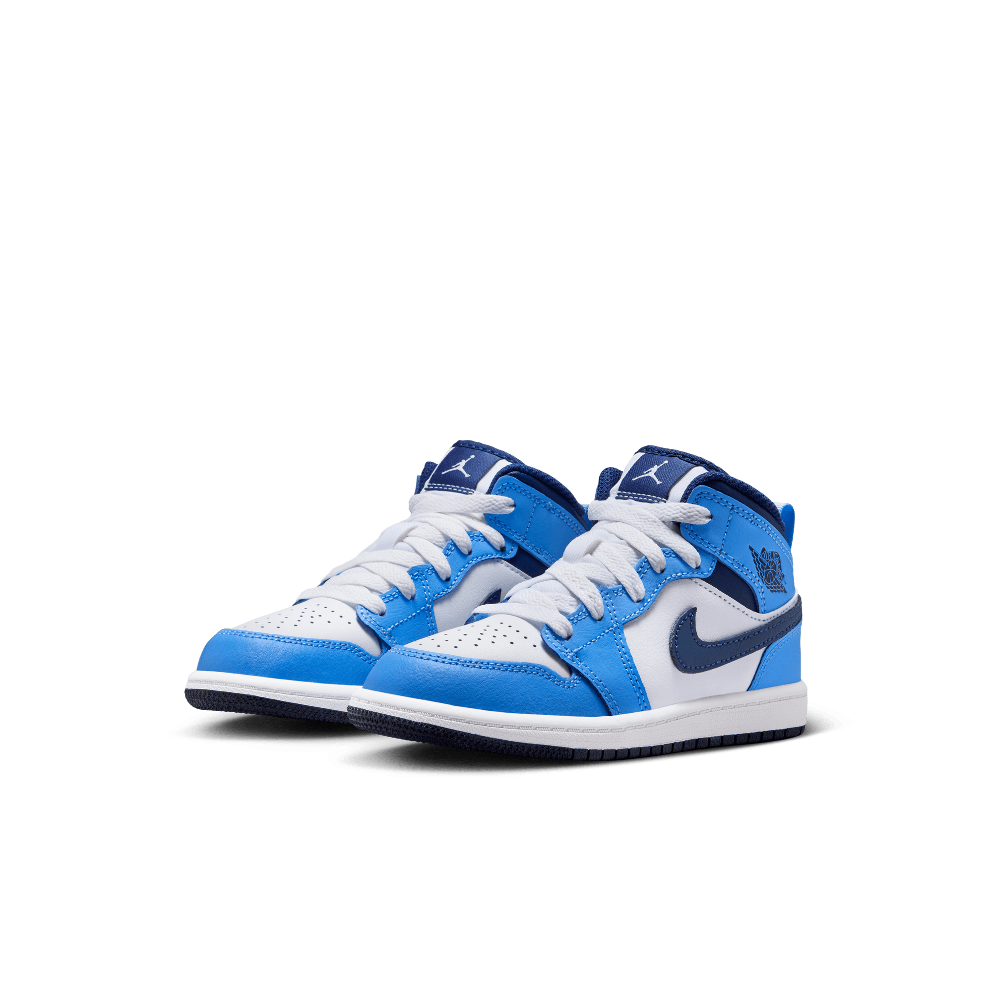Jordan 1 Mid "University Blue/Midnight Navy/White" Preschool Boys' Shoe - NAVY/WHITE Thumbnail View 5