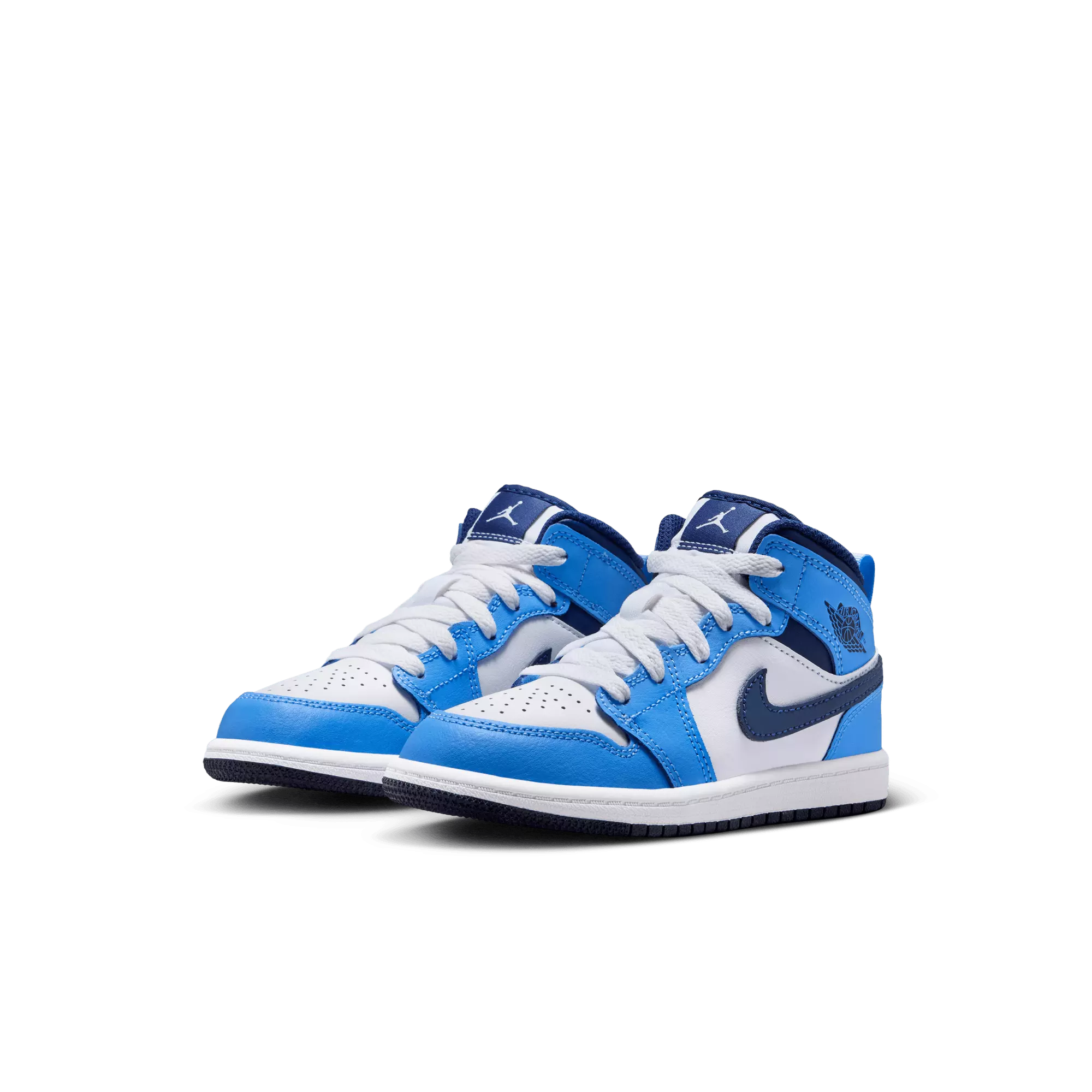 Jordan 1 Mid "University Blue/Midnight Navy/White" Preschool Boys' Shoe - NAVY/WHITE