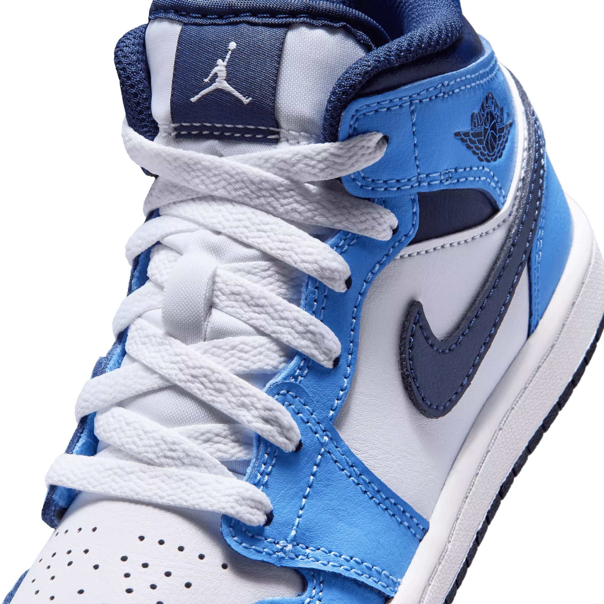 Jordan 1 Mid "University Blue/Midnight Navy/White" Preschool Boys' Shoe - NAVY/WHITE