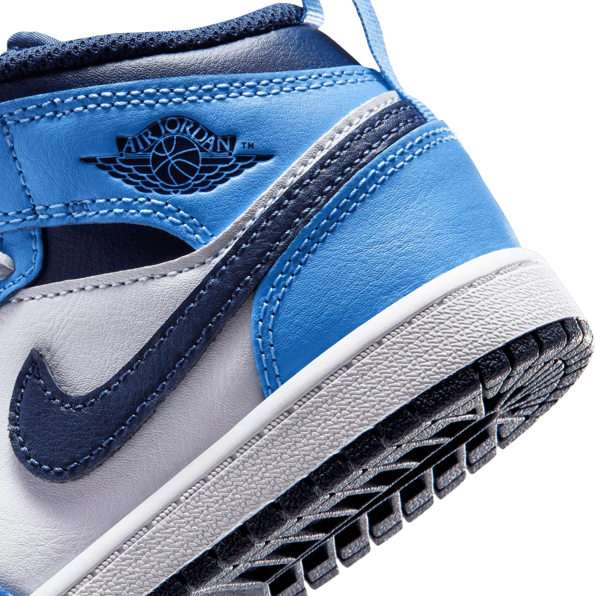 Jordan 1 Mid "University Blue/Midnight Navy/White" Preschool Boys' Shoe - NAVY/WHITE