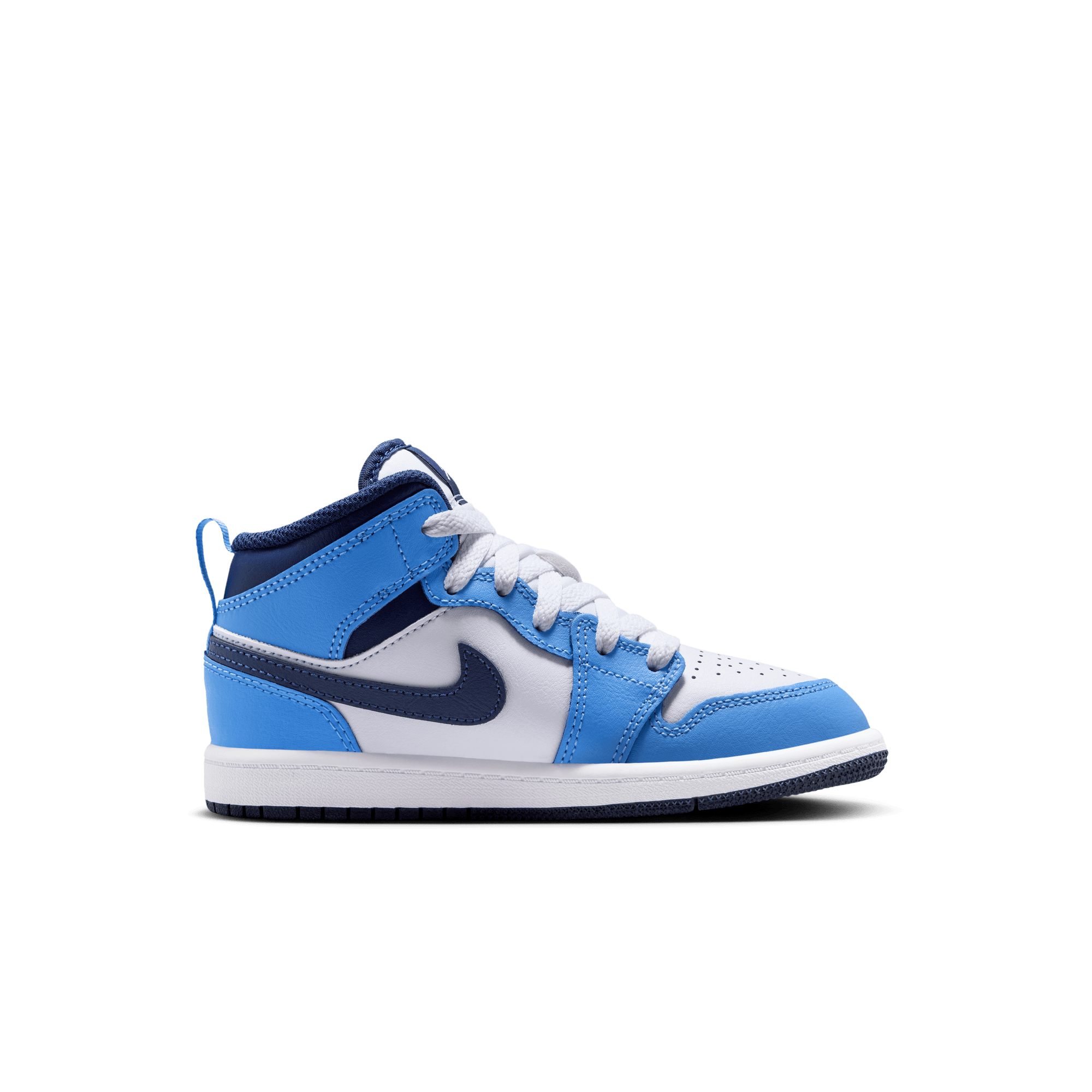 Jordan 1 Mid Preschool Boys' "University Blue/Midnight Navy/White" Shoe
