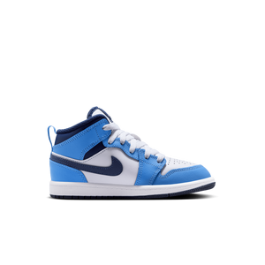 Jordan 1 Mid "University Blue/Midnight Navy/White" Preschool Boys' Shoe