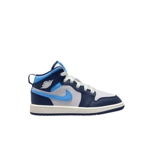 Jordan 1 Mid "University Blue/Midnight Navy/White" Preschool Boys' Shoe