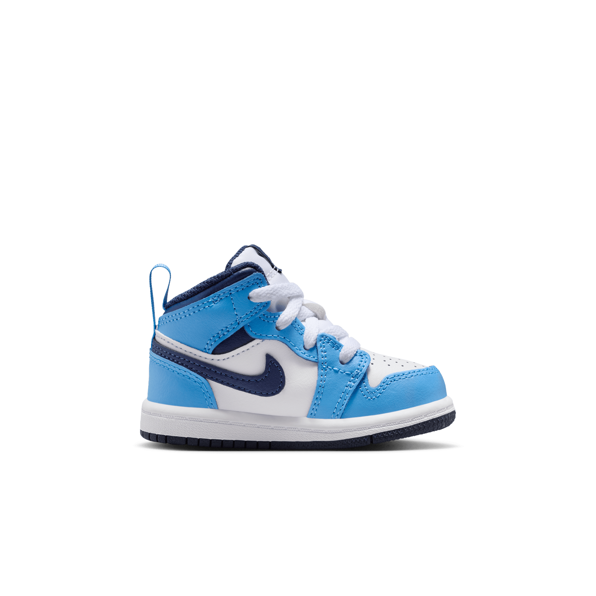 Jordan 1 Mid Toddler Boys' "University Blue/Midnight Navy/White" Shoe
