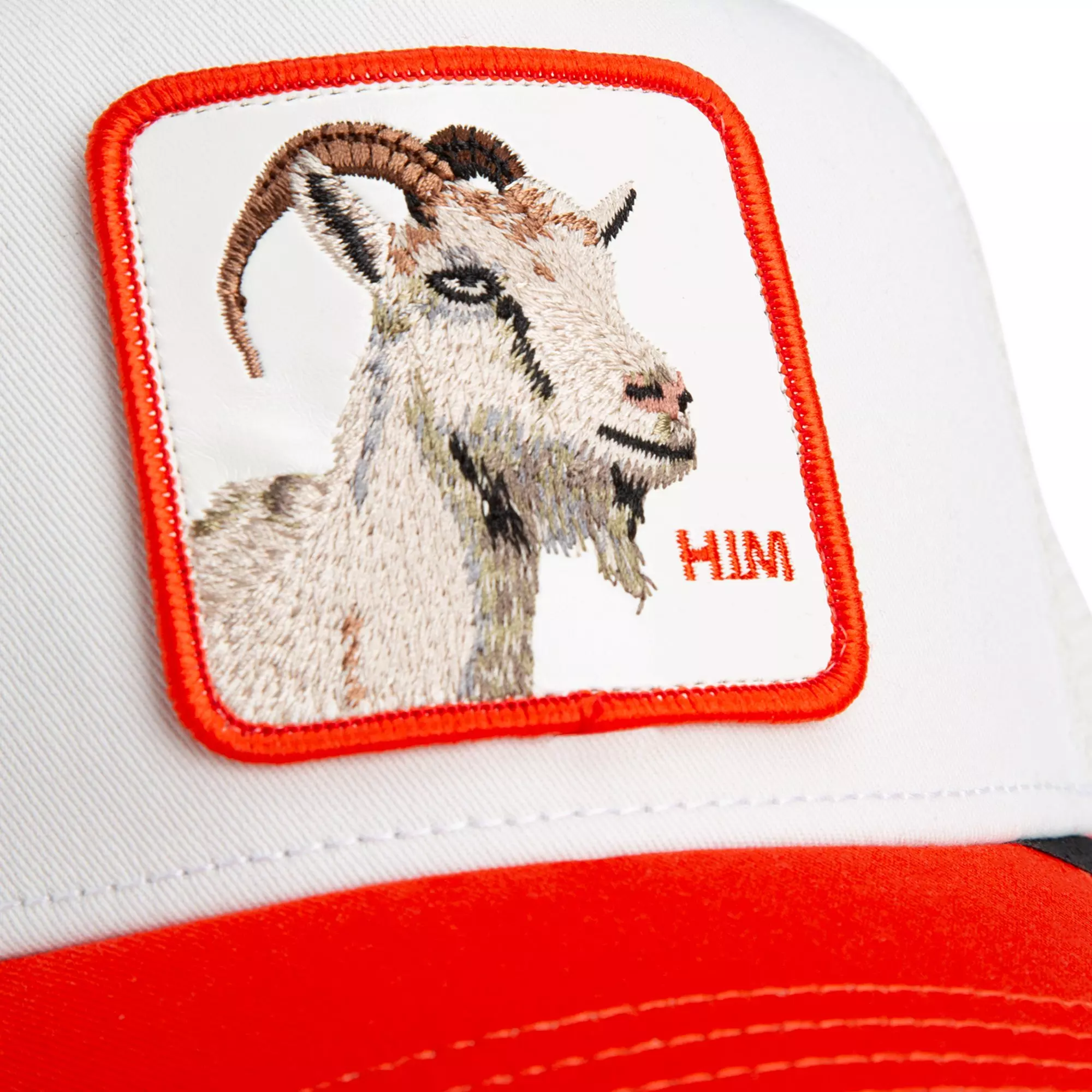 Goorin' Bros GOAT He's Him Trucker Snapback Hat-White/Red - WHITE/RED