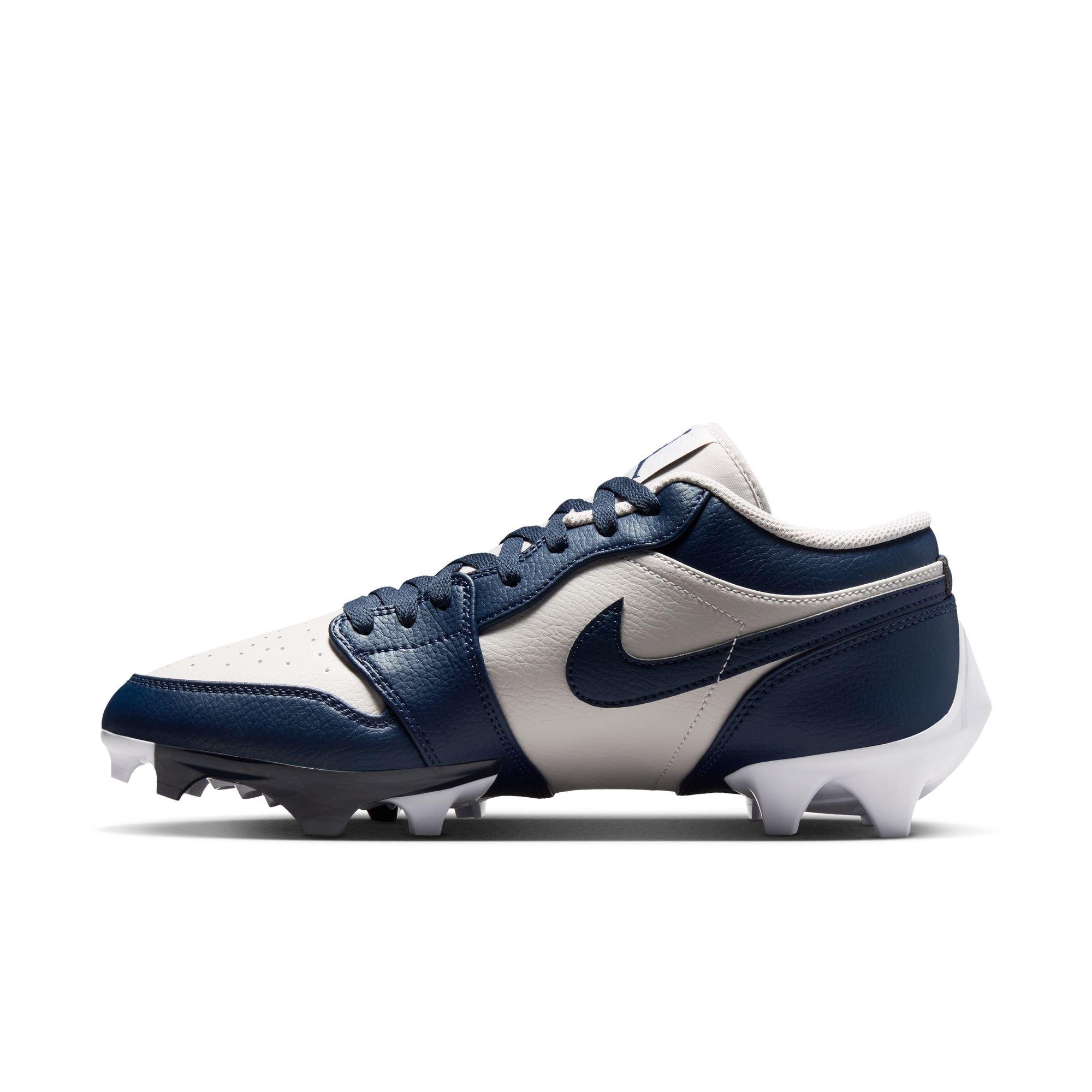 Jordan 1 Low TD "Wolf Grey" Men's Football Cleat - WOLF GREY/COLLEGE NAVY/WHITE Thumbnail View 9