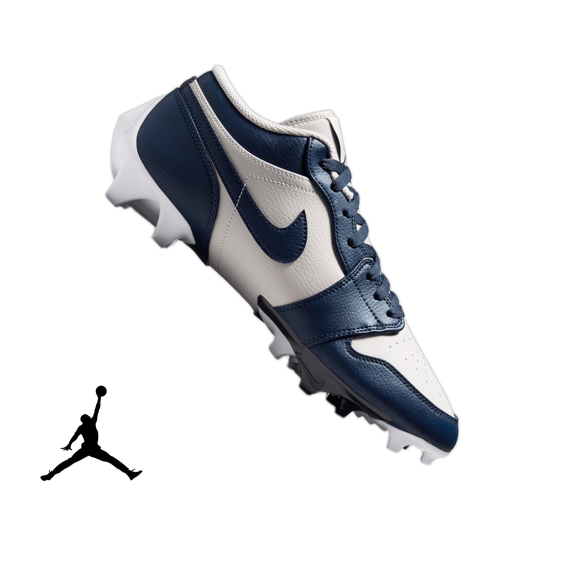 Jordan 1 Low TD "Wolf Grey" Men's Football Cleat - WOLF GREY/COLLEGE NAVY/WHITE Thumbnail View 1
