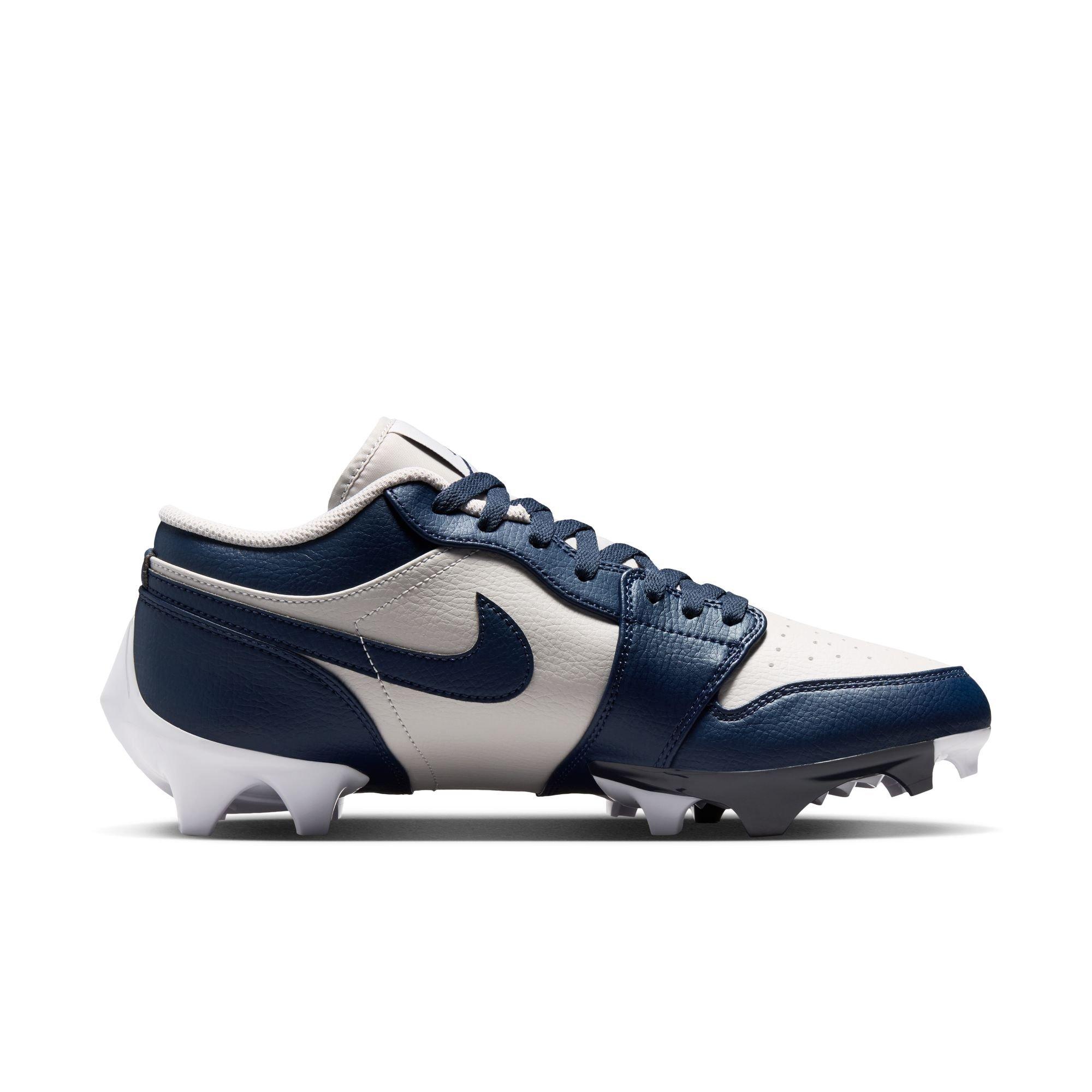 Jordan 1 Low TD "Wolf Grey" Men's Football Cleat - WOLF GREY/COLLEGE NAVY/WHITE Thumbnail View 3