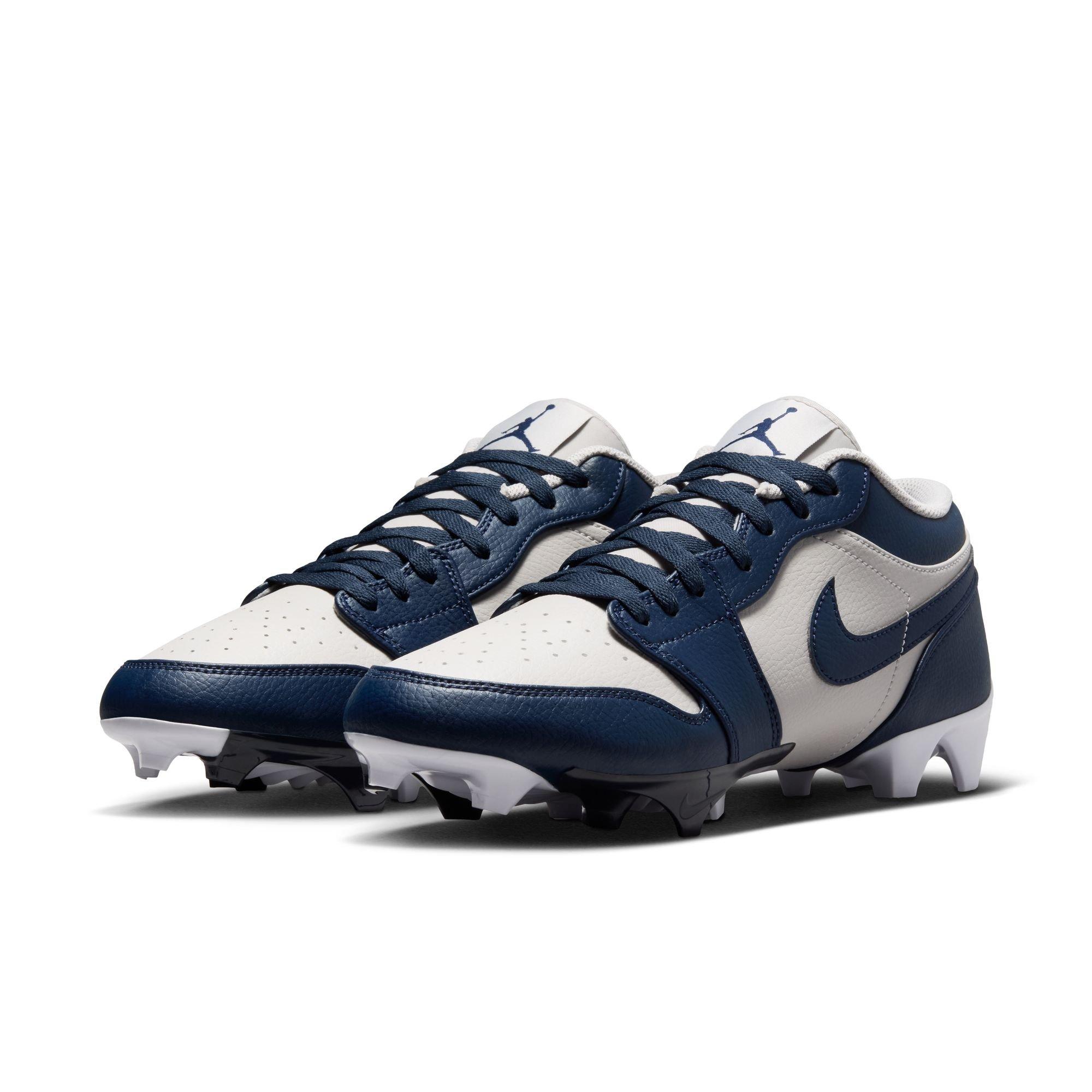 Jordan 1 Low TD "Wolf Grey" Men's Football Cleat - WOLF GREY/COLLEGE NAVY/WHITE Thumbnail View 4