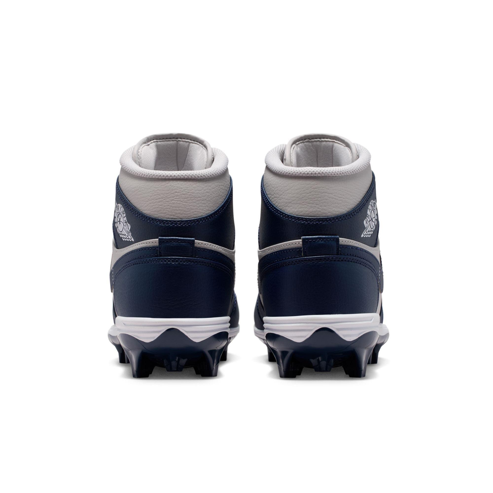 Jordan 1 Mid TD "Wolf Grey" Men's Football Cleat - WOLF GREY/COLLEGE NAVY/WHITE Thumbnail View 11